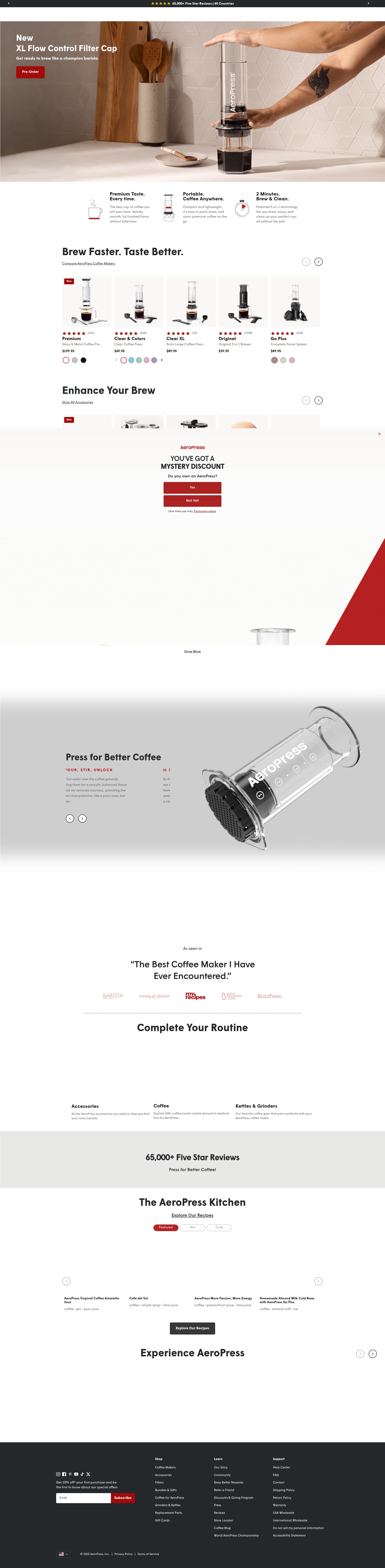 Screenshot of aeropress.com