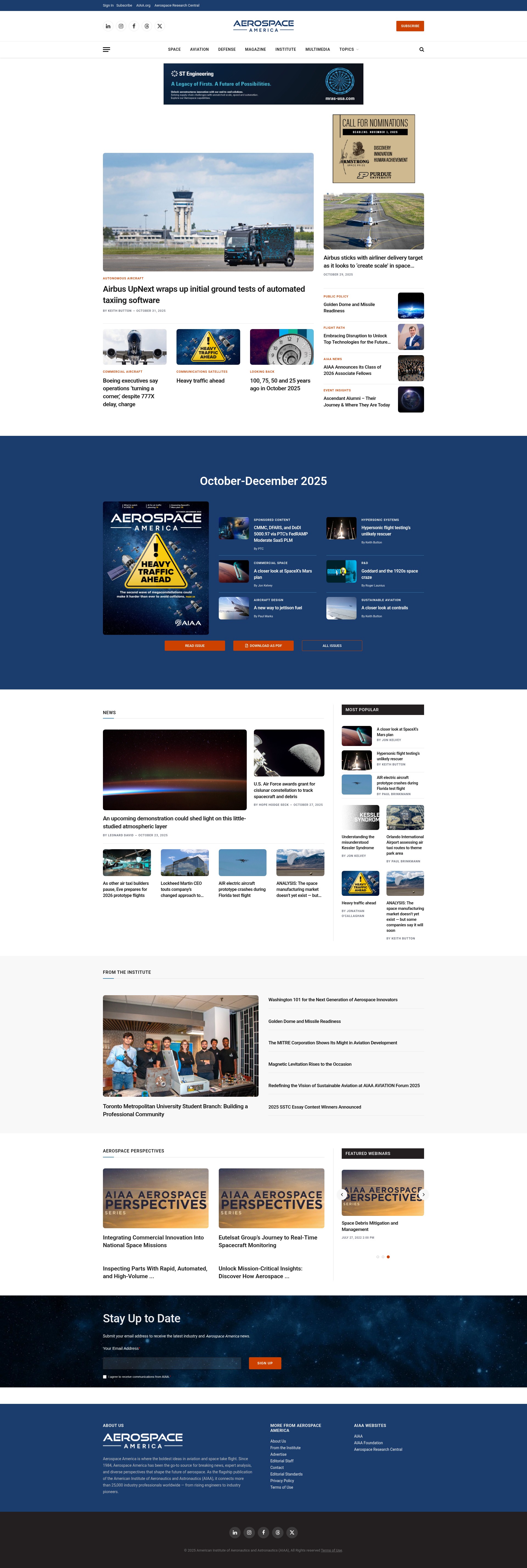 Screenshot of aerospaceamerica.aiaa.org