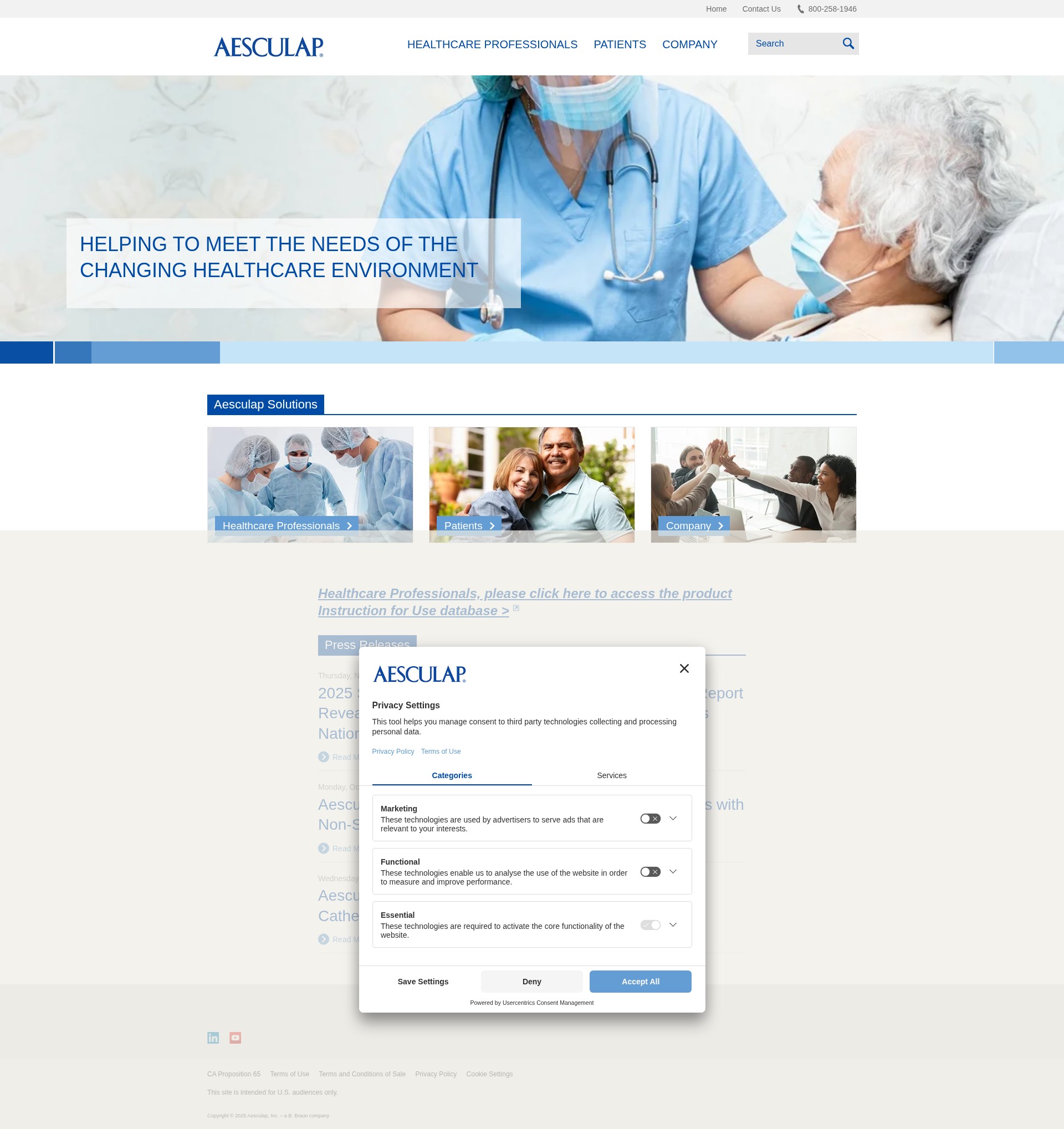 Screenshot of aesculapusa.com
