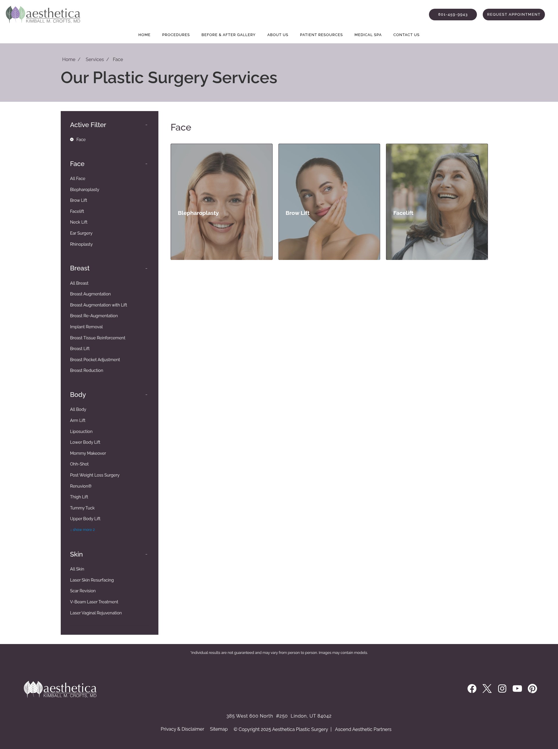 Screenshot of aestheticaplasticsurgery.com