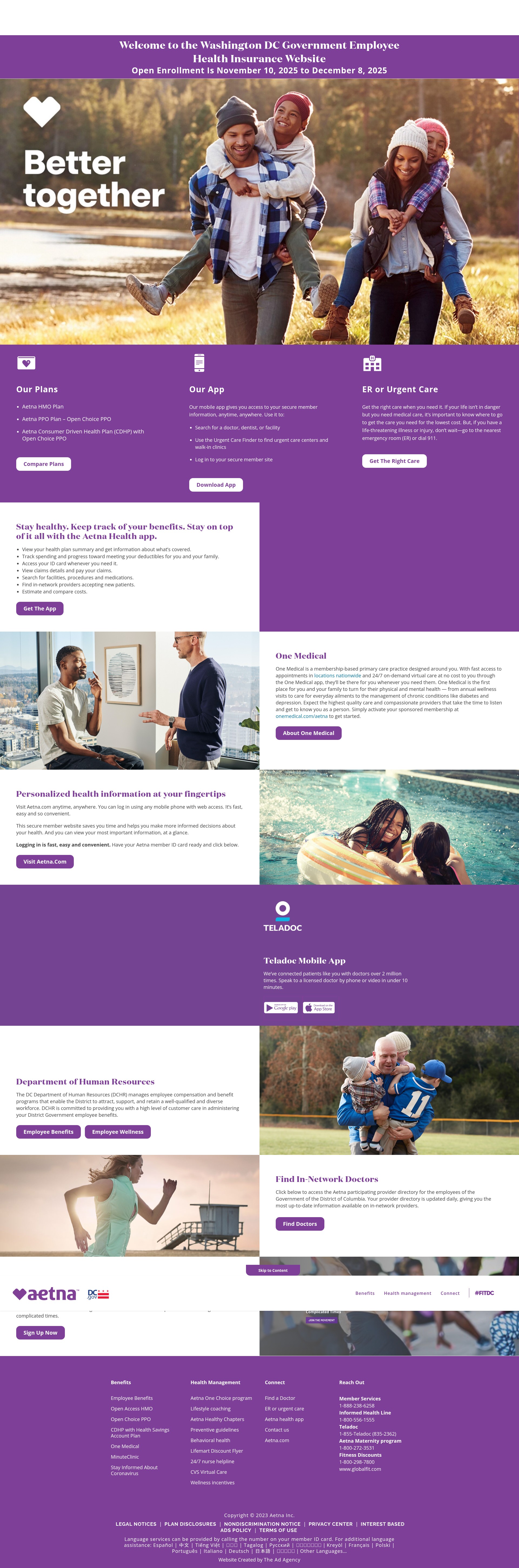 Screenshot of aetnadcgov.com
