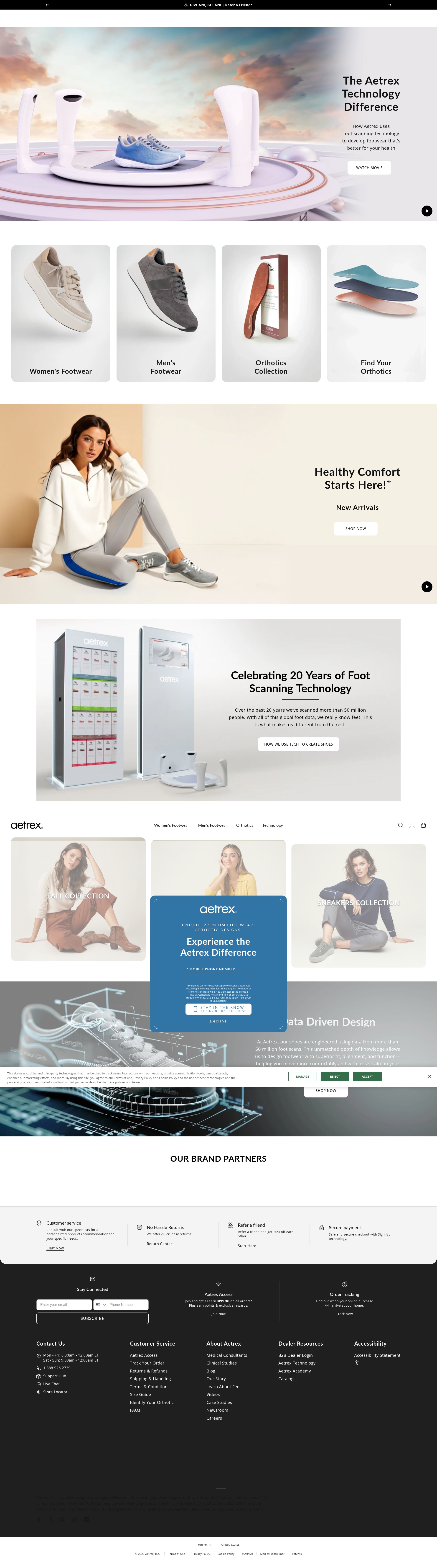 Screenshot of aetrex.com