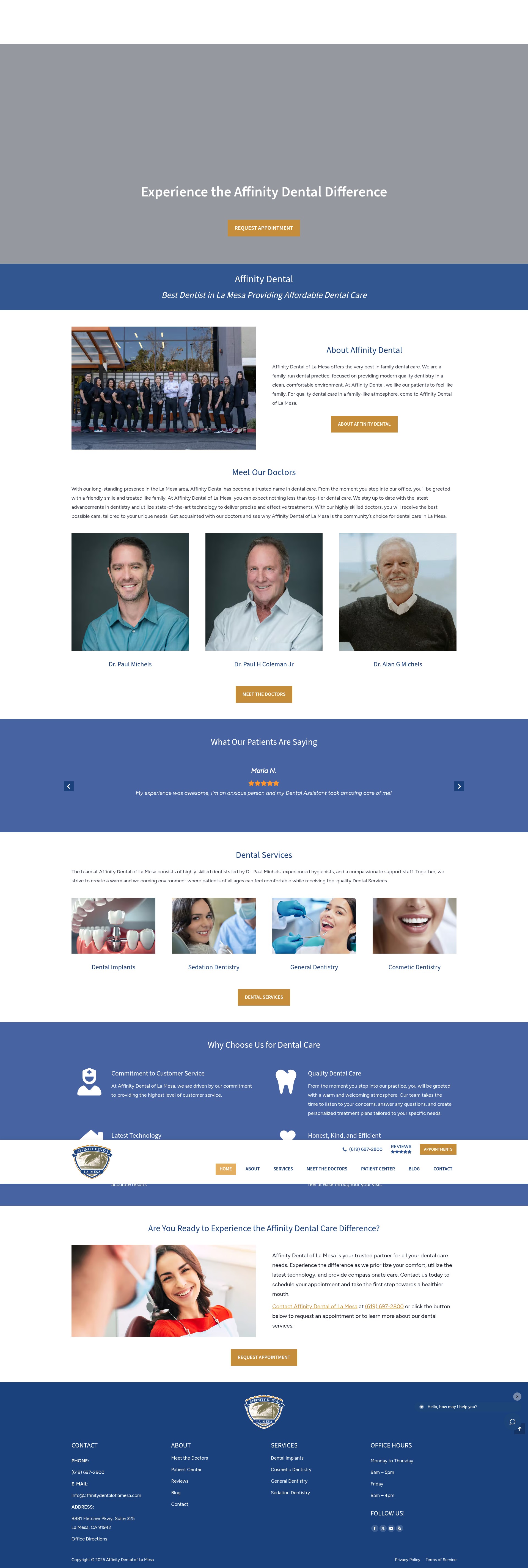 Screenshot of affinitydentaloflamesa.com