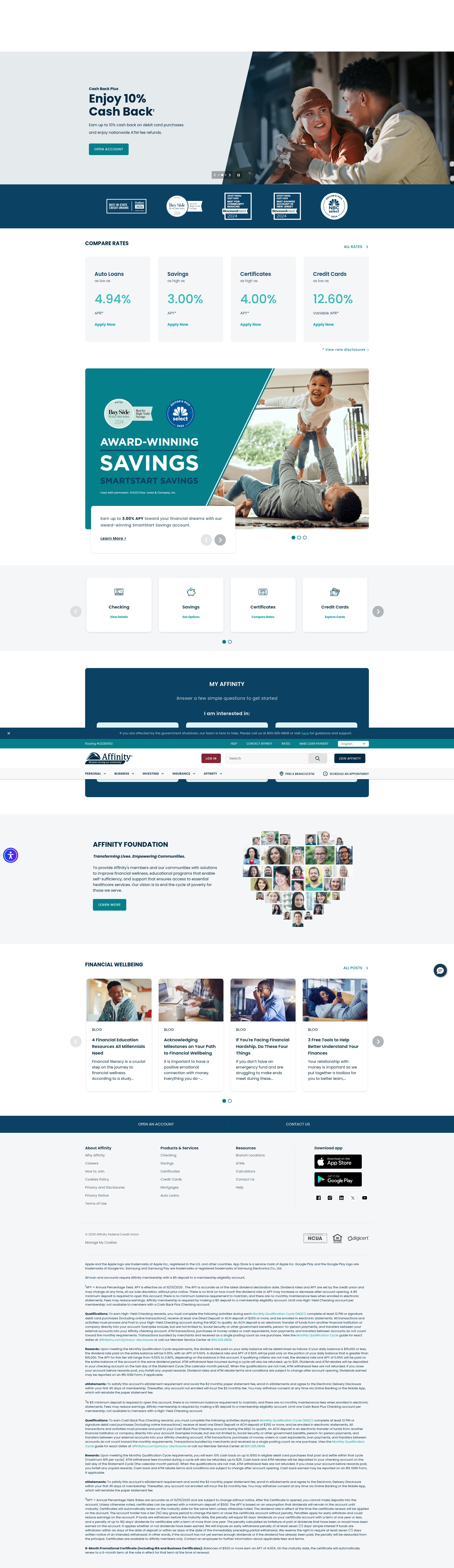 Screenshot of affinityfcu.com