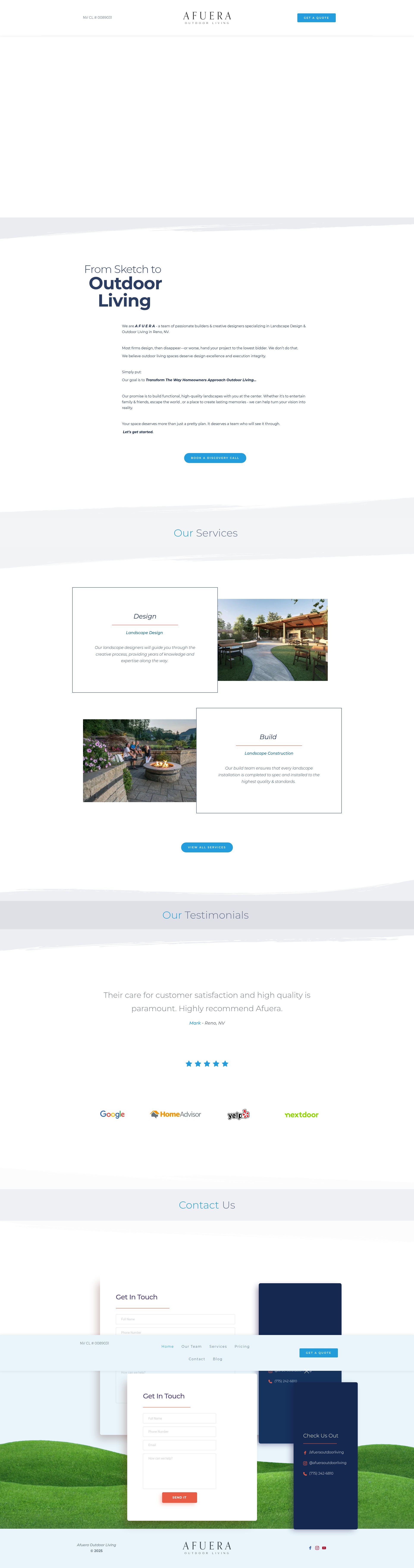 Screenshot of afueraoutdoorliving.com