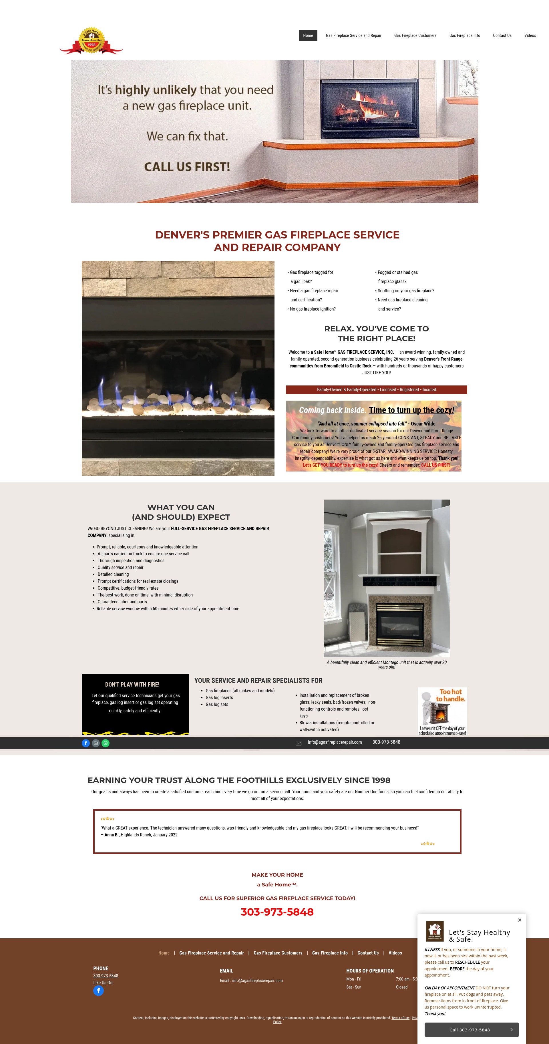 Screenshot of agasfireplacerepair.com