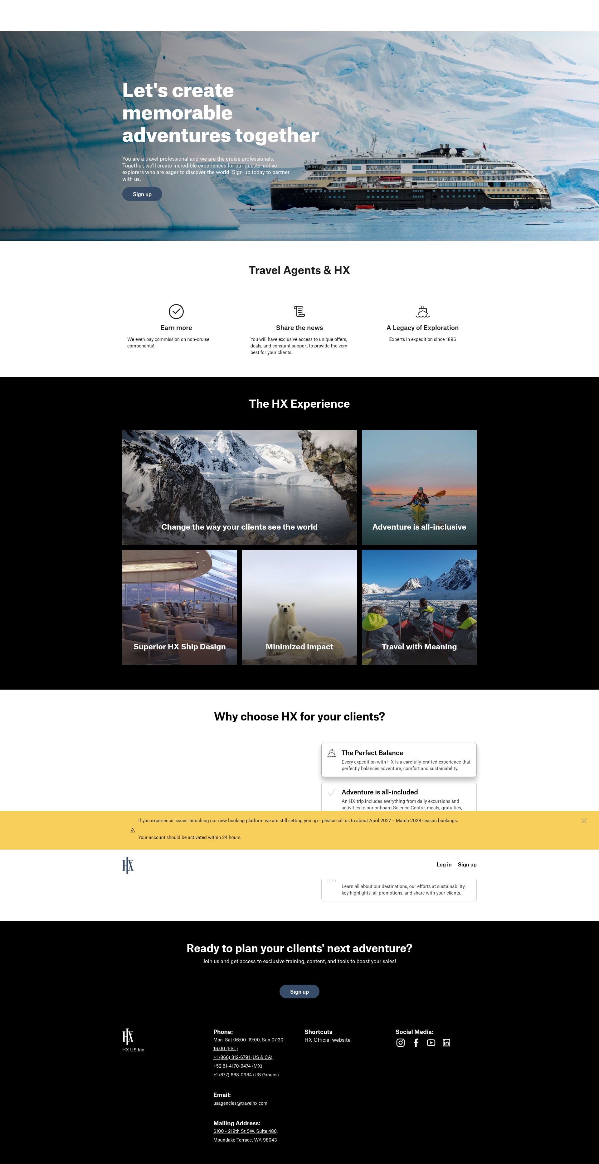 Screenshot of agentportal.travelhx.com