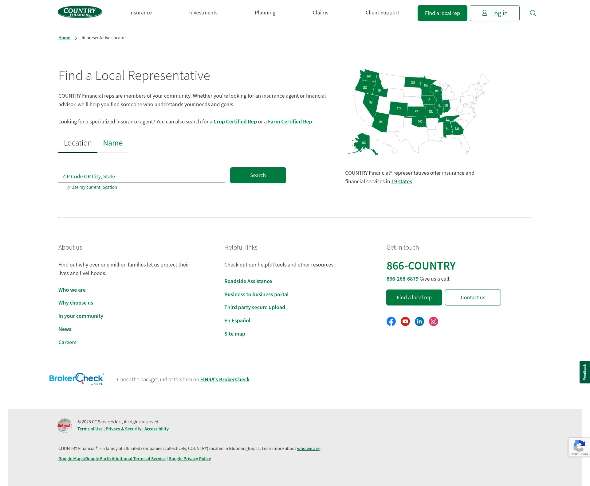 Screenshot of agents.countryfinancial.com