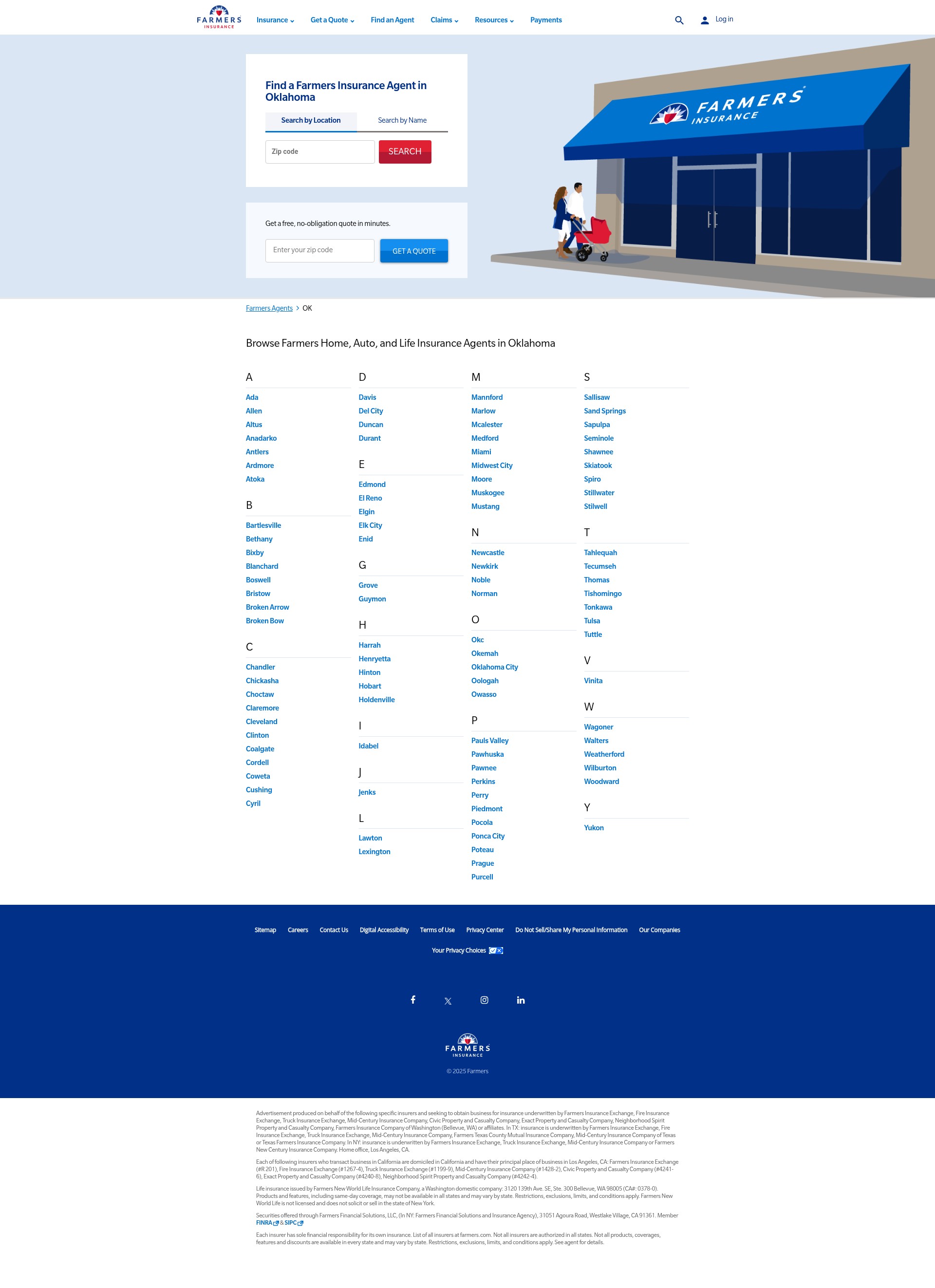 Screenshot of agents.farmers.com