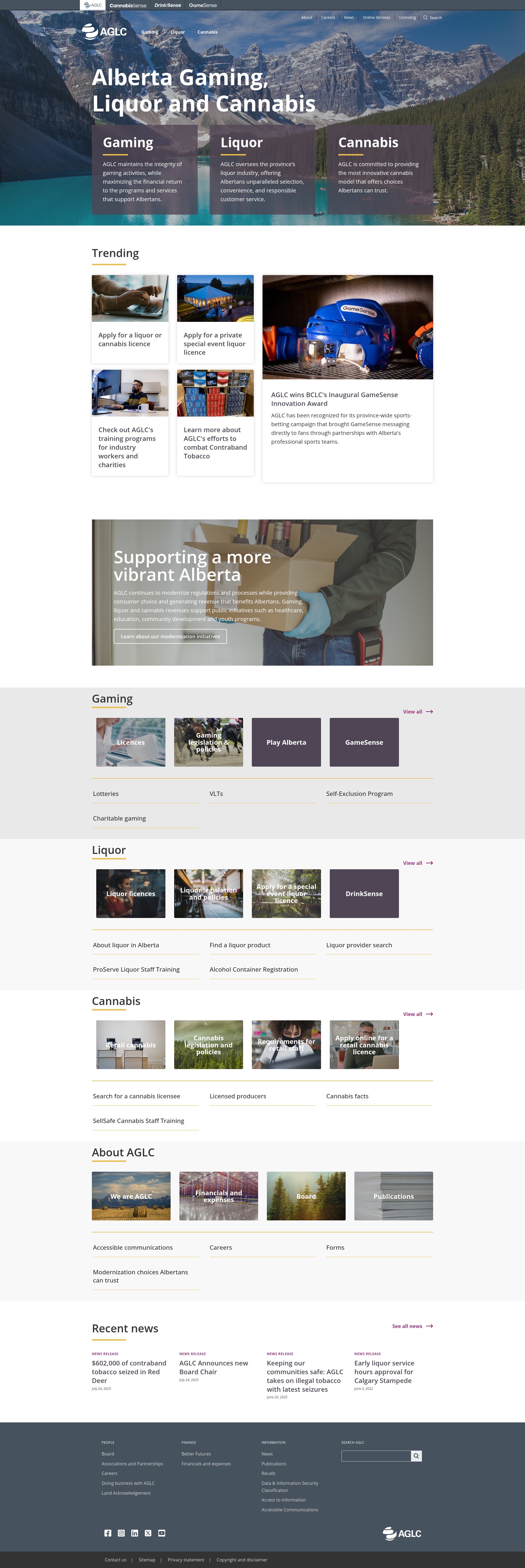 Screenshot of aglc.ca