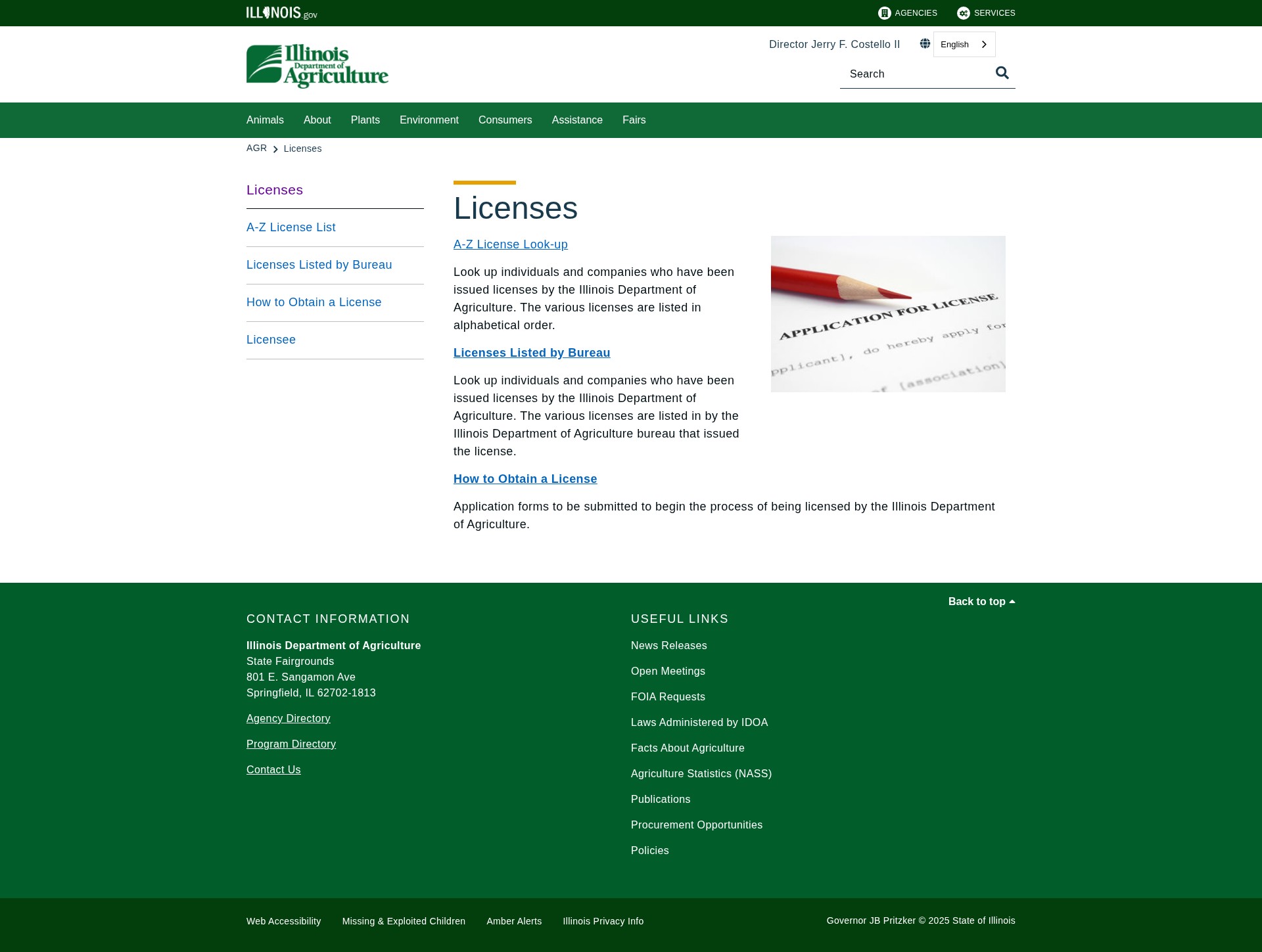 Screenshot of agr.illinois.gov