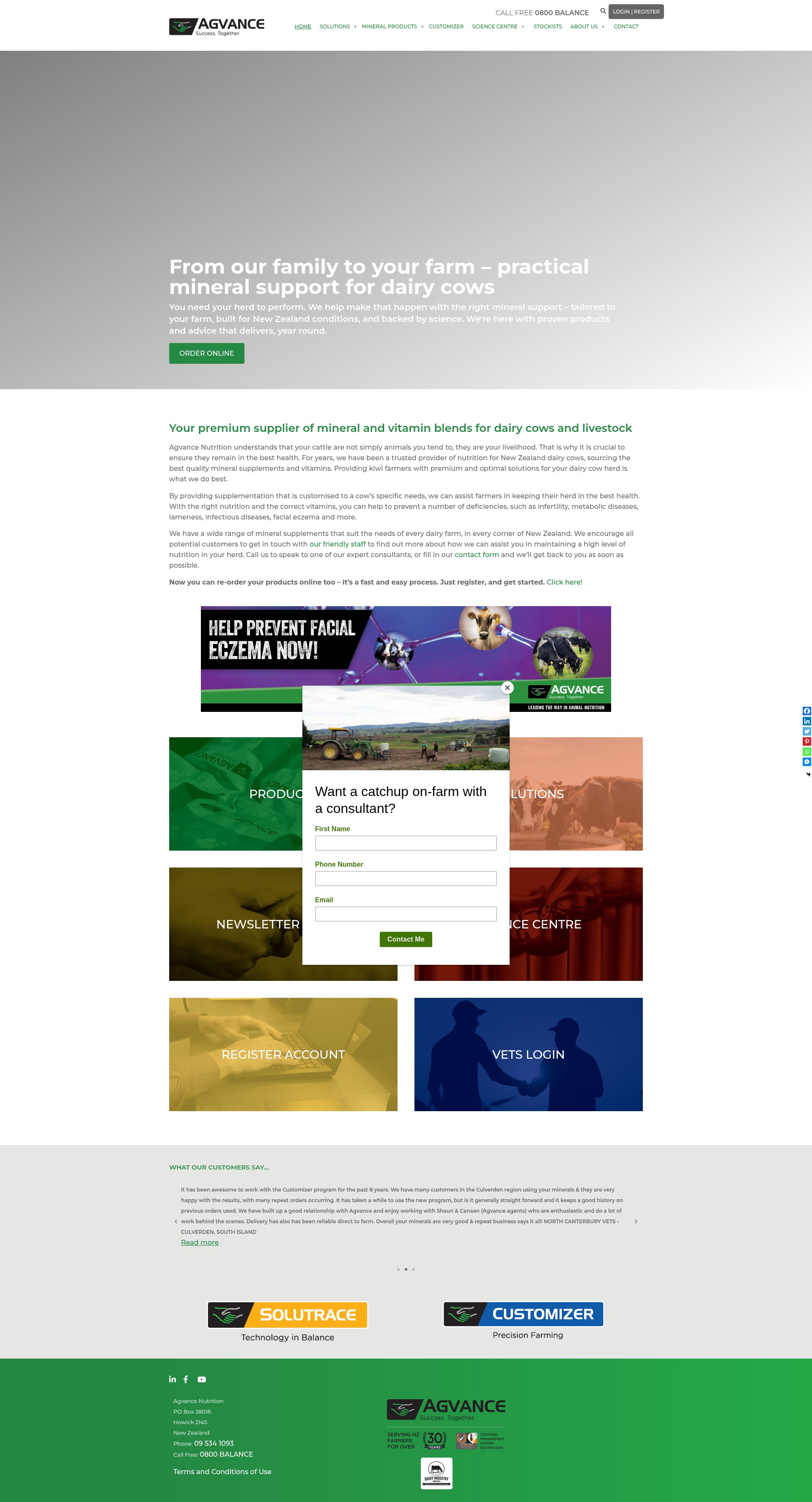 Screenshot of agvance.co.nz