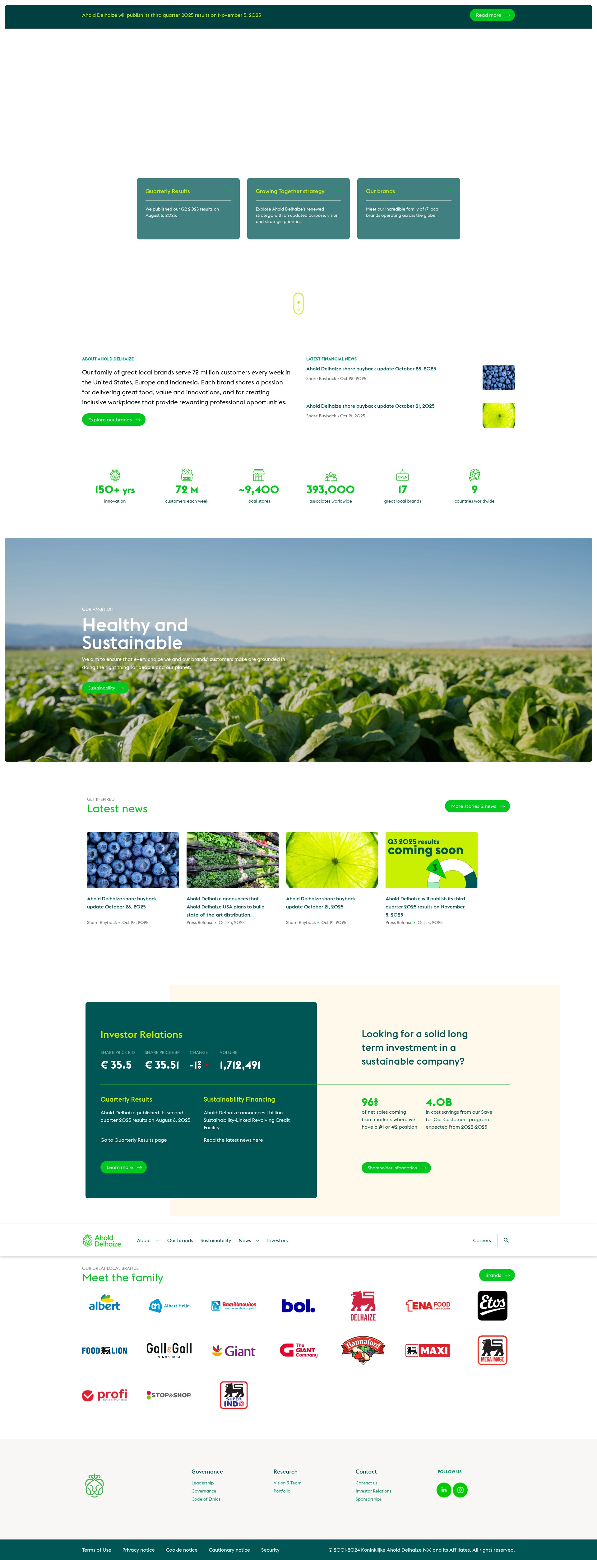 Screenshot of aholddelhaize.com
