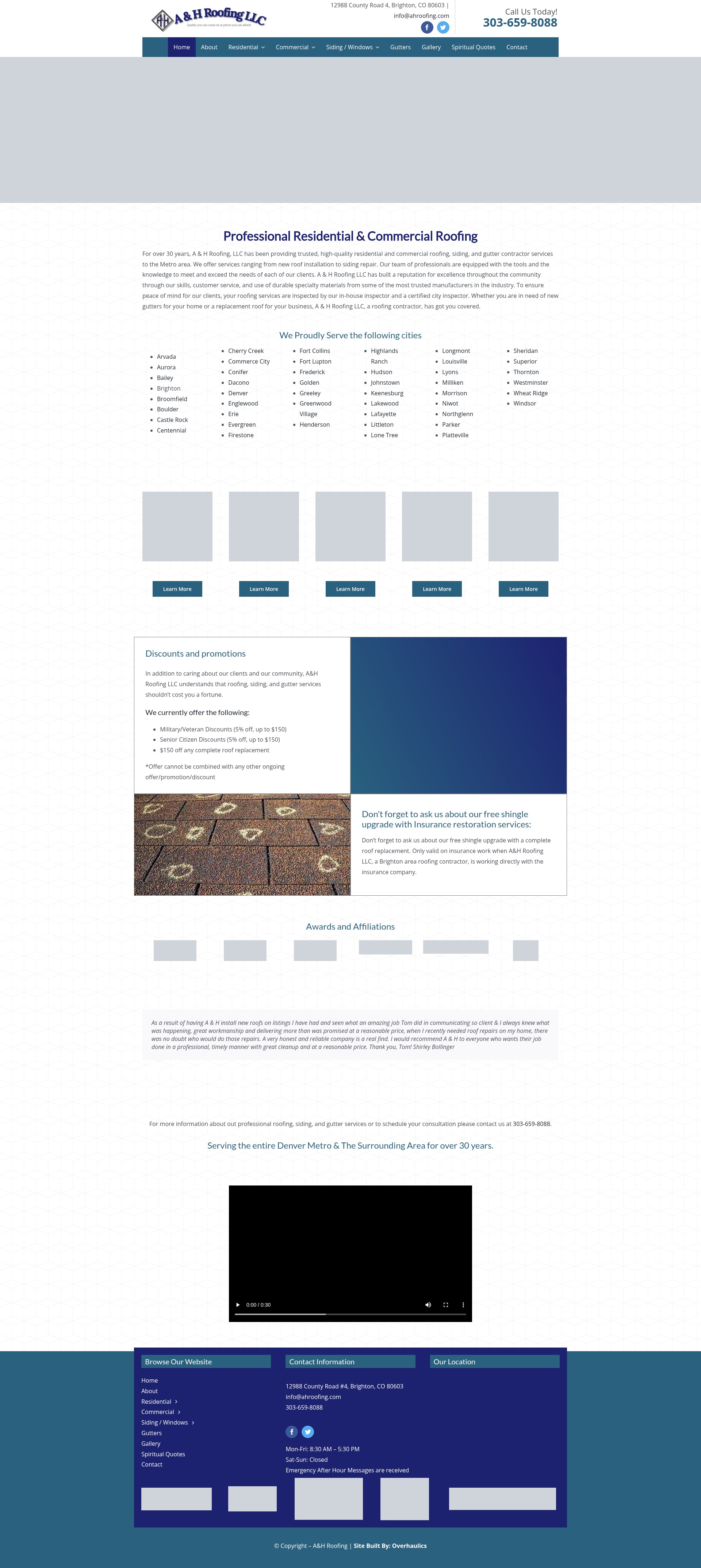 Screenshot of ahroofing.com