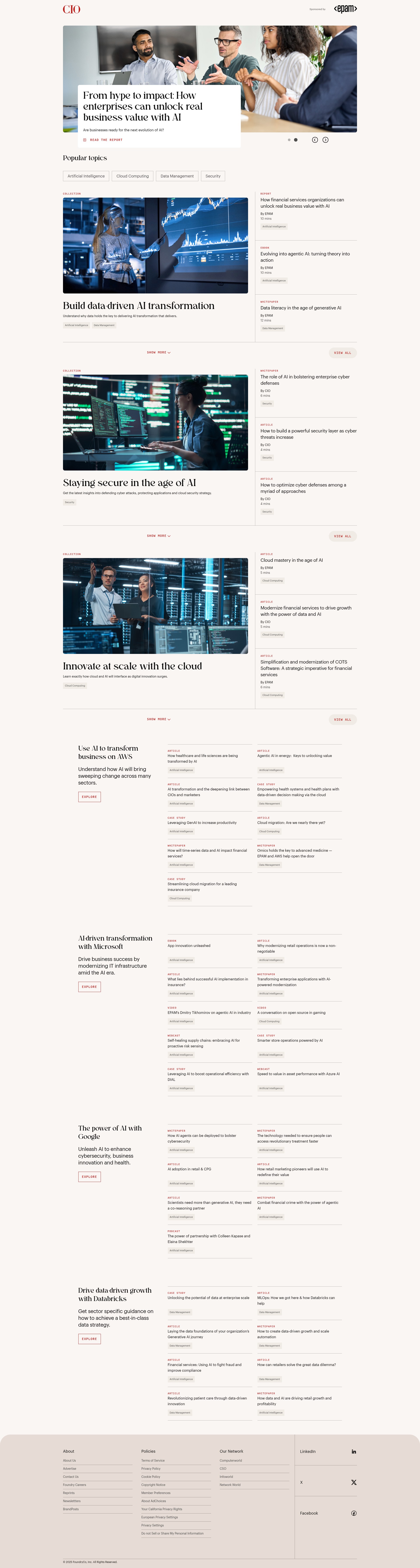 Screenshot of aiinnovationtoimpact.cio.com