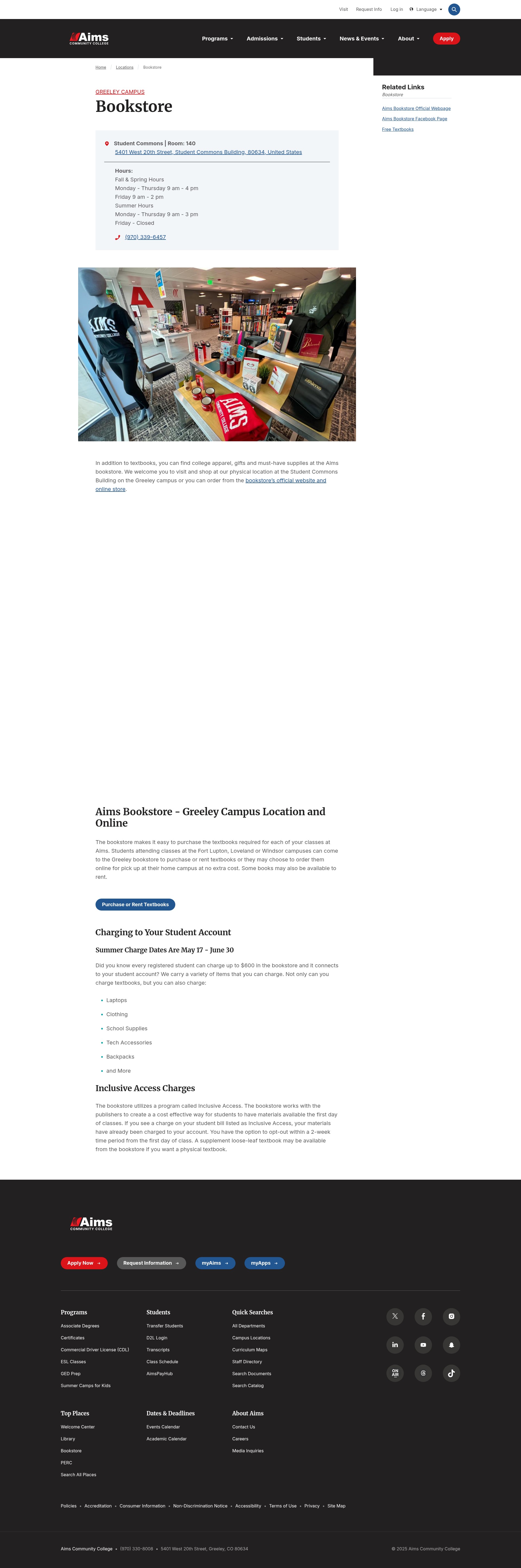 Screenshot of aims.edu