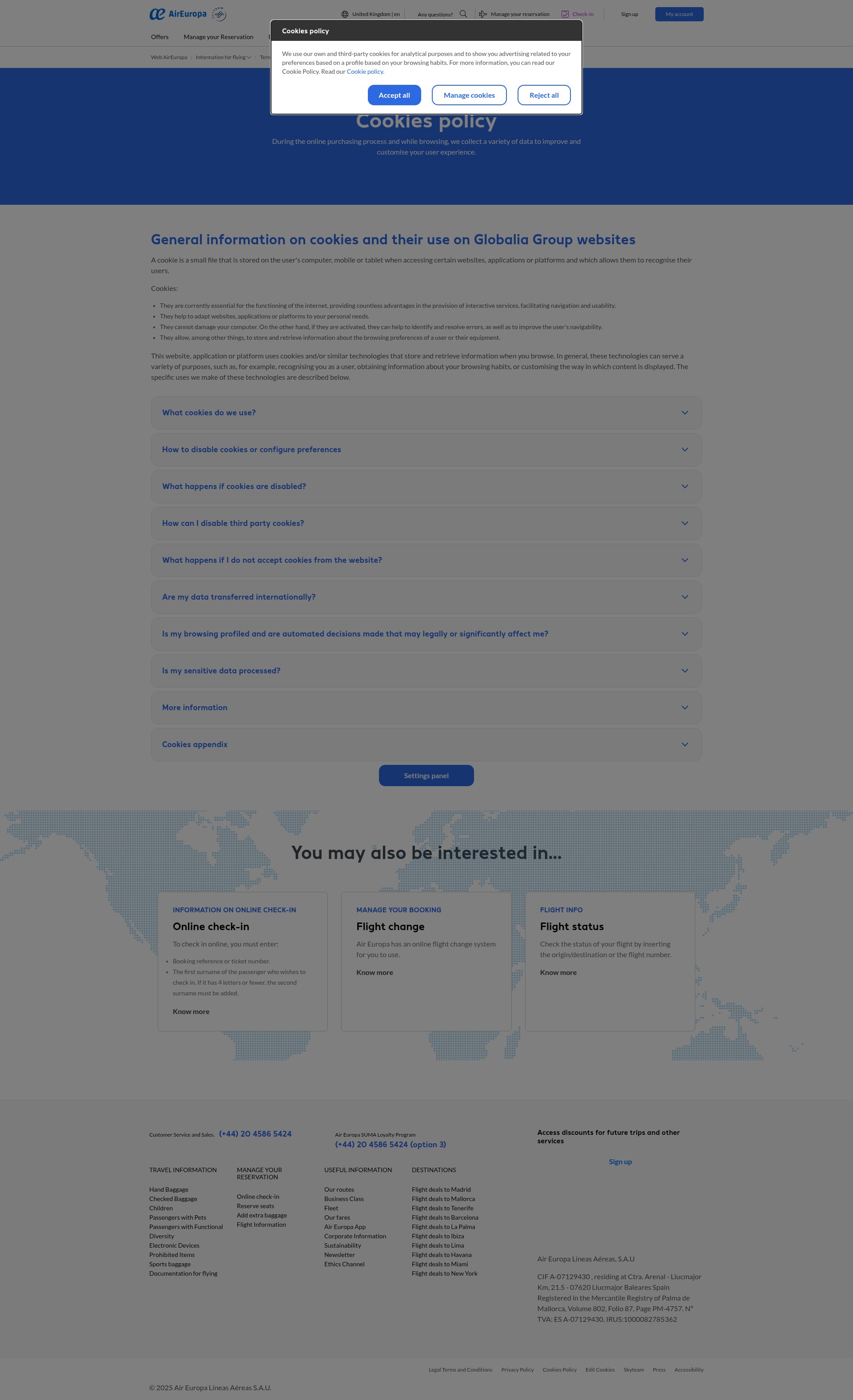 Screenshot of aireuropa.com