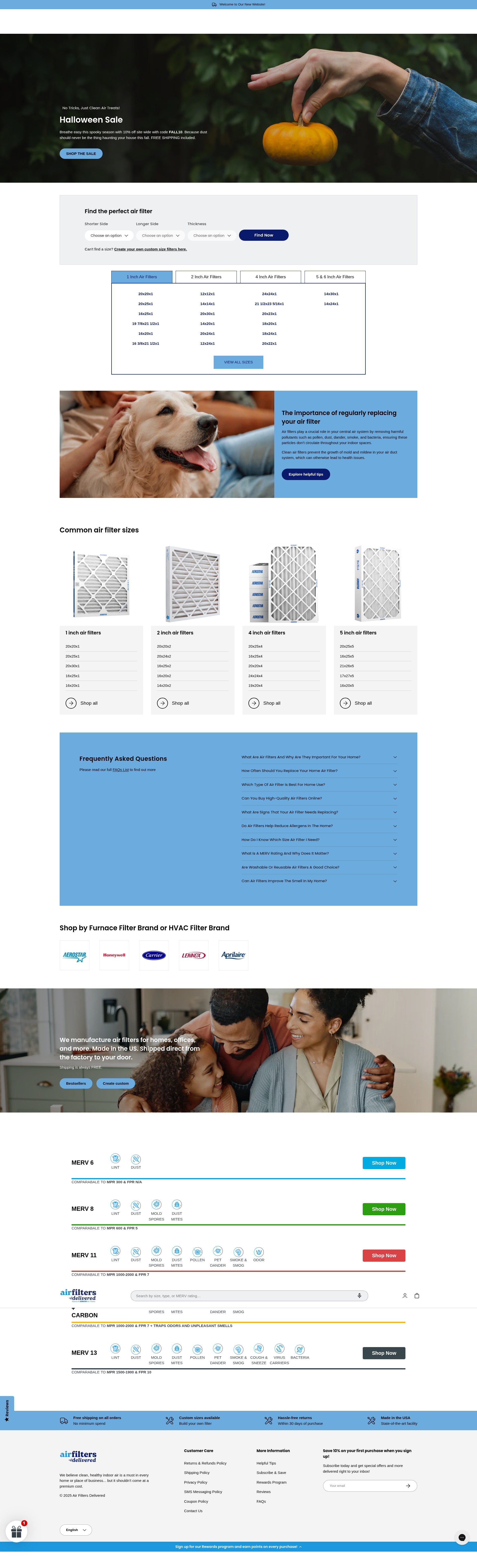 Screenshot of airfiltersdelivered.com