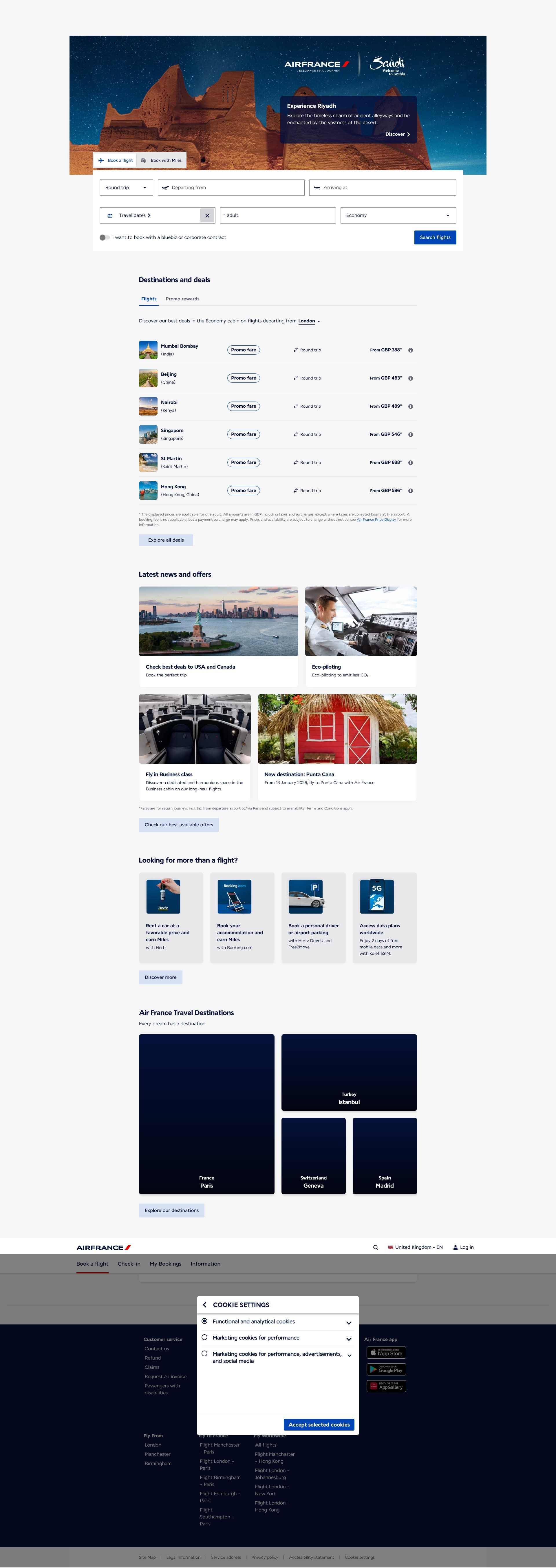 Screenshot of airfrance.co.uk