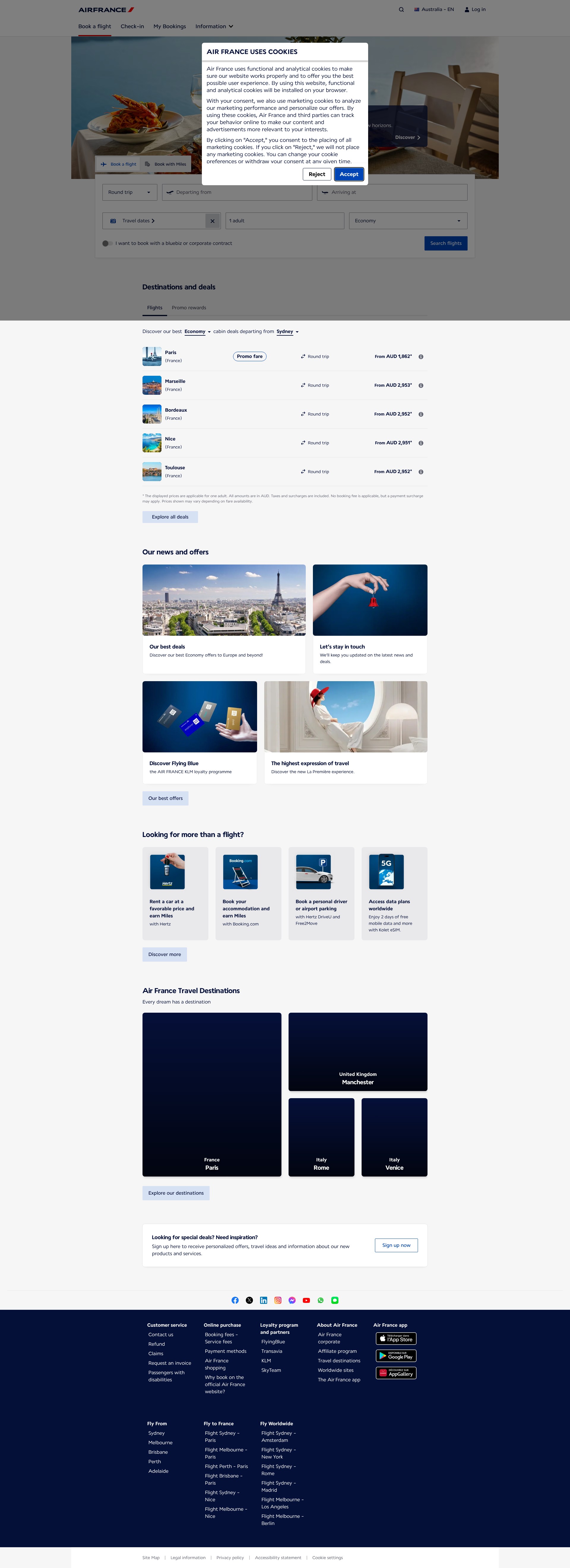 Screenshot of airfrance.com.au
