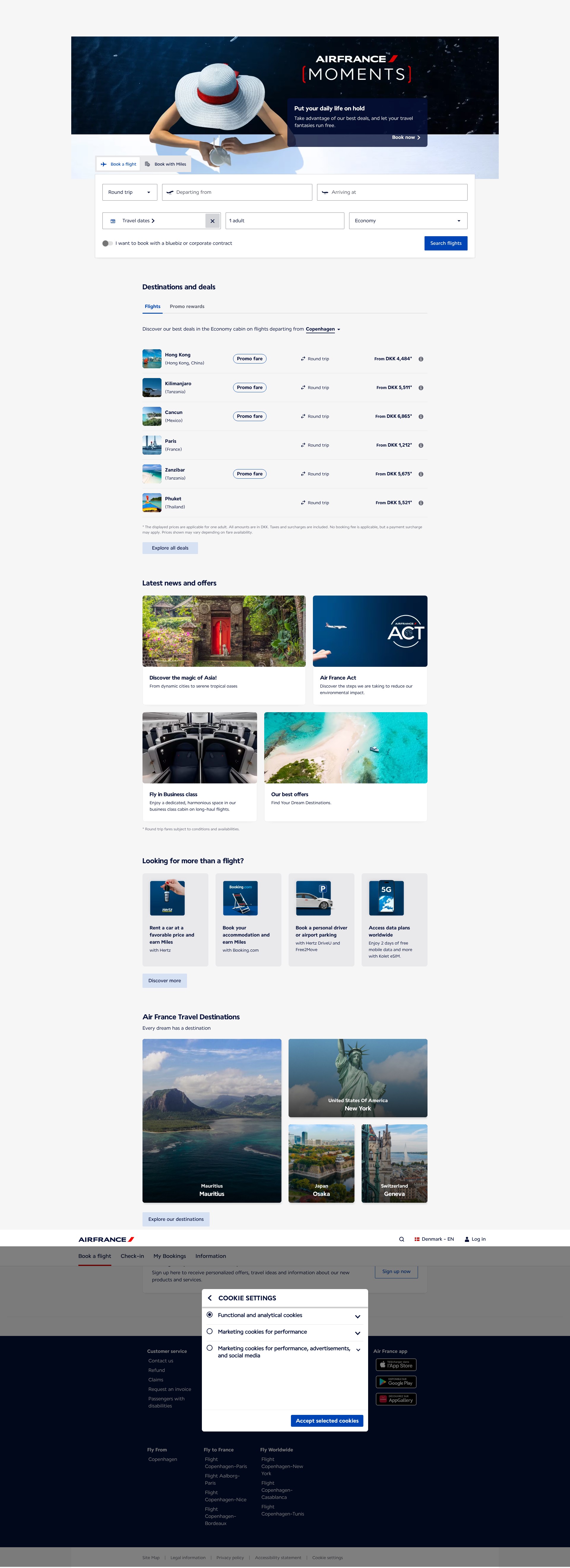 Screenshot of airfrance.dk