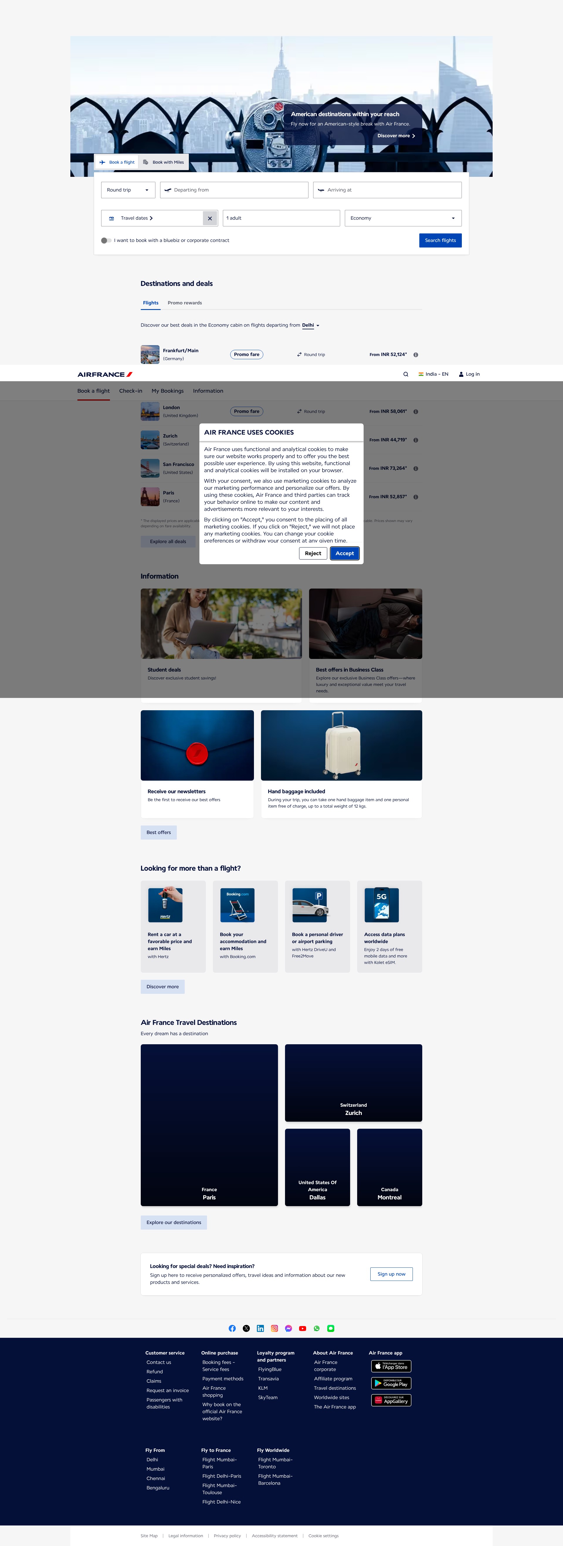 Screenshot of airfrance.in