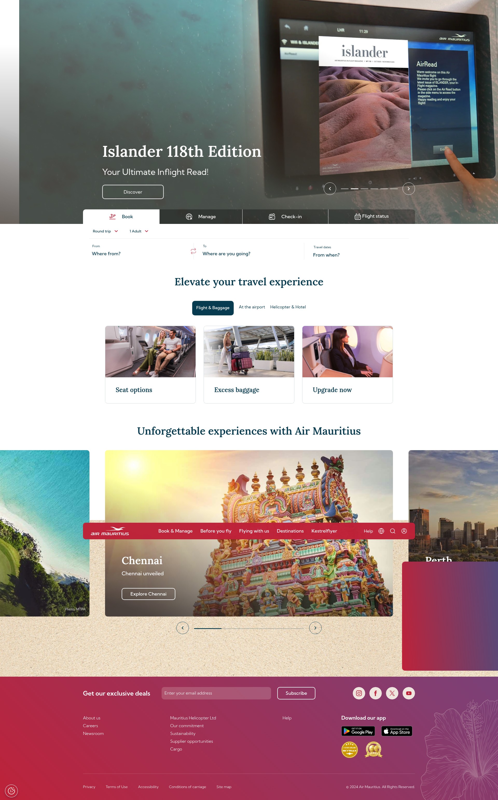 Screenshot of airmauritius.com