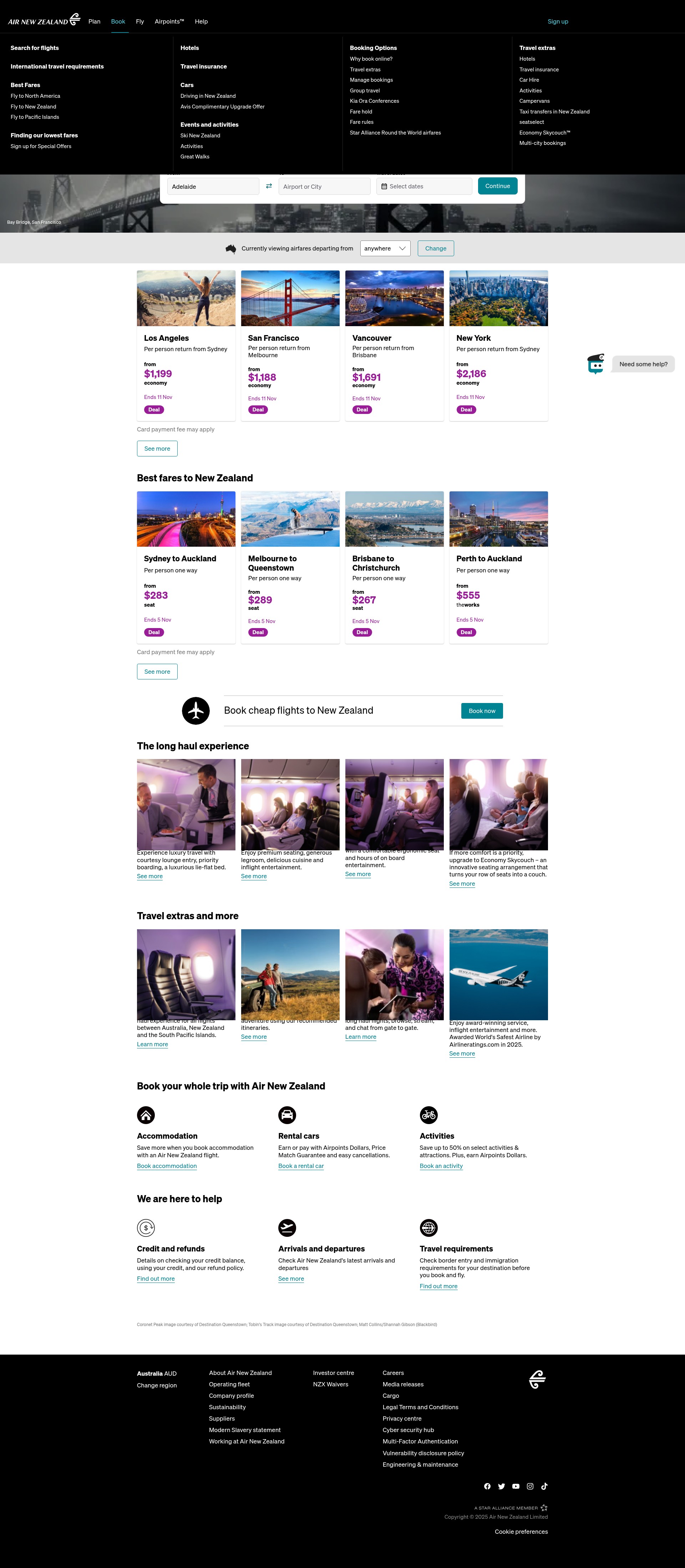 Screenshot of airnewzealand.com.au