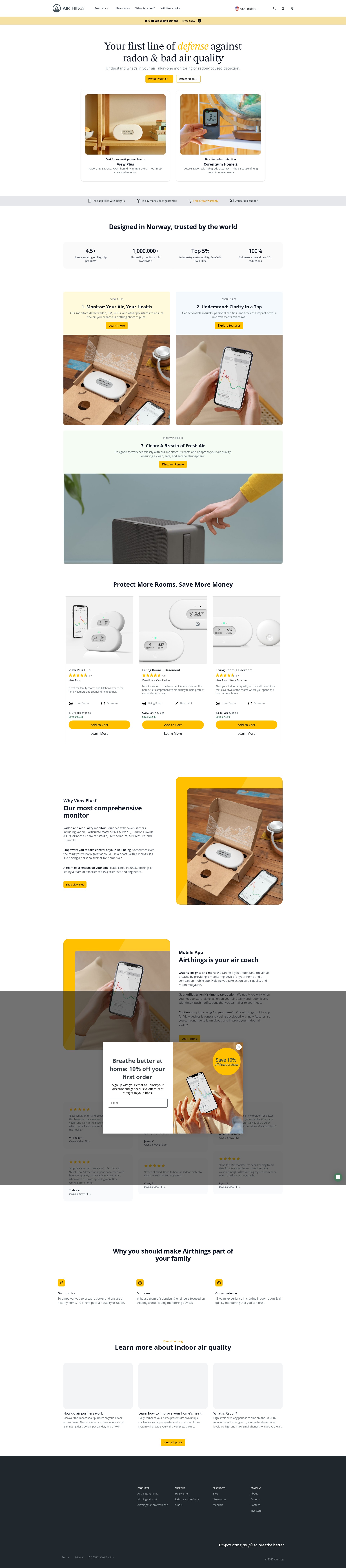 Screenshot of airthings.com