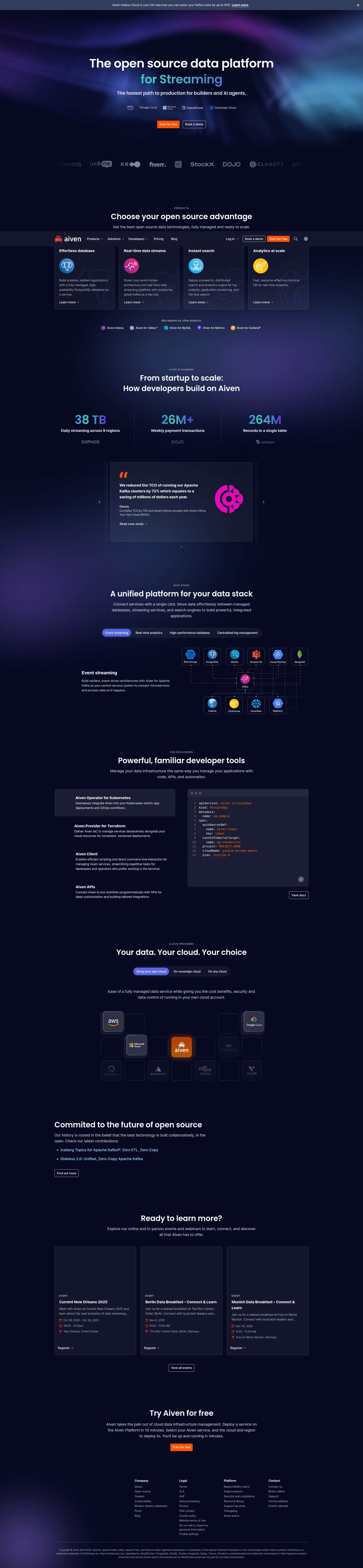 Screenshot of aiven.io