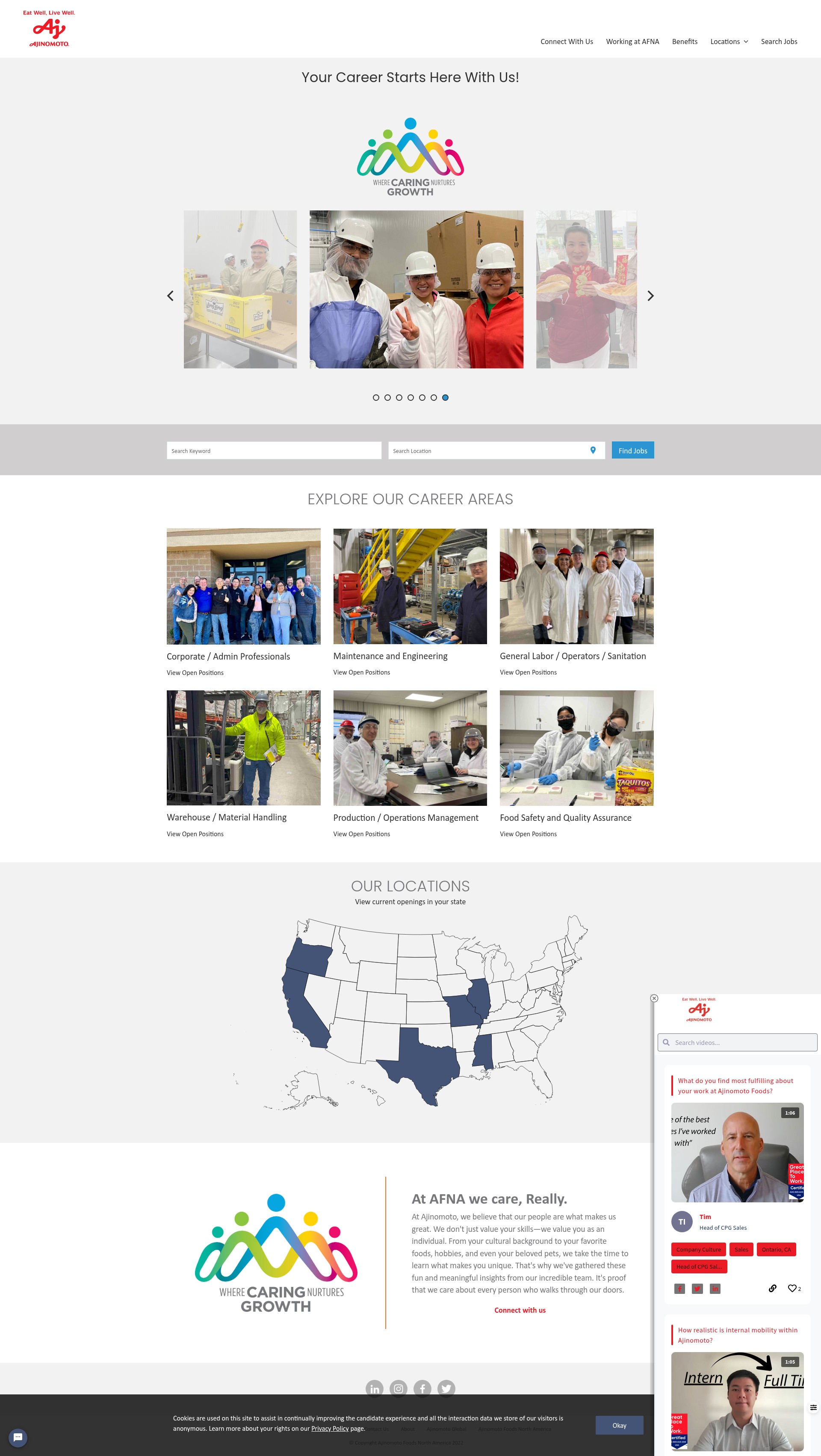 Screenshot of ajinomotocareers.com