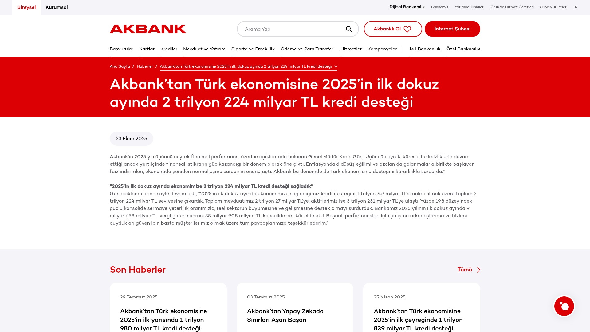 Screenshot of akbank.com