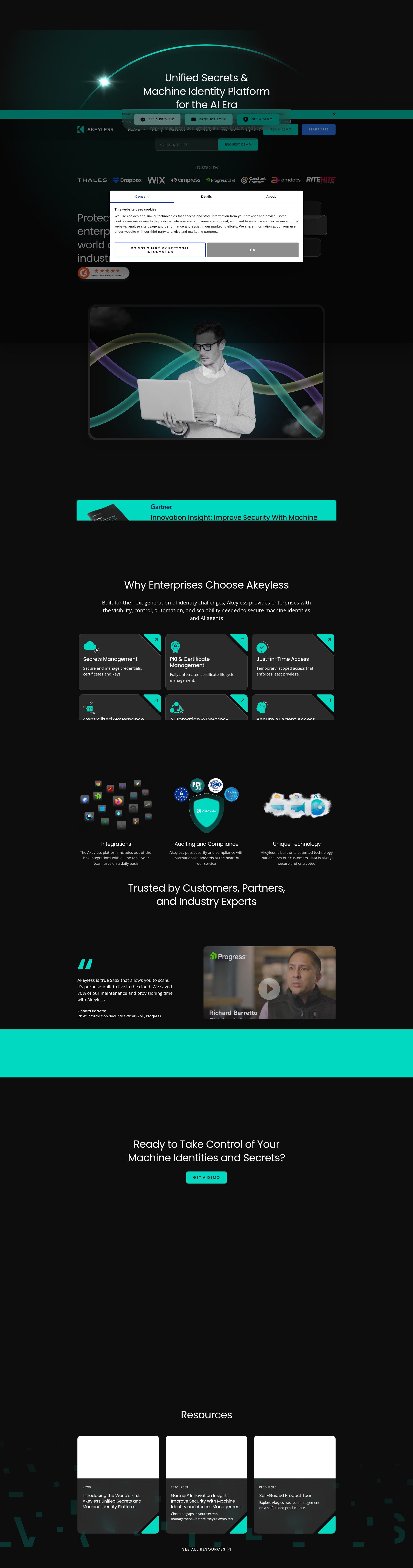 Screenshot of akeyless.io