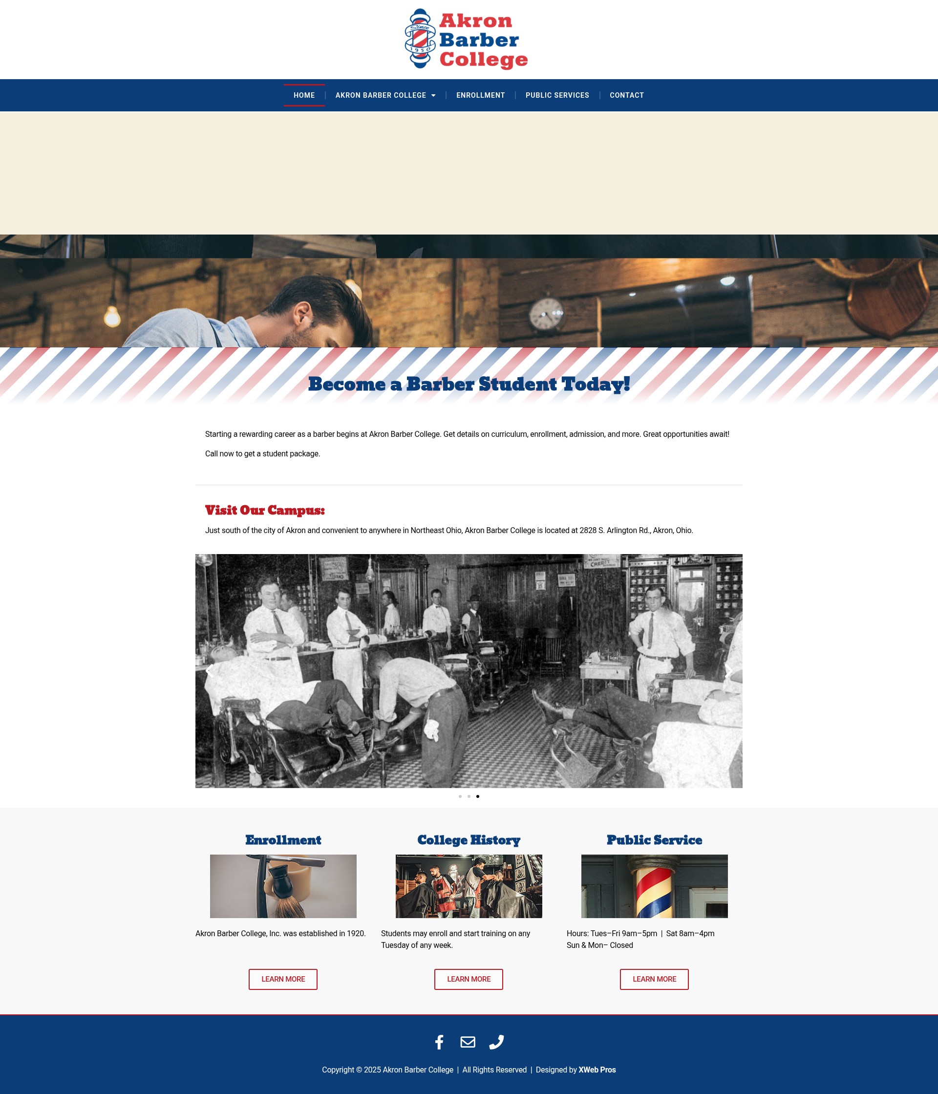 Screenshot of akronbarbercollege.org