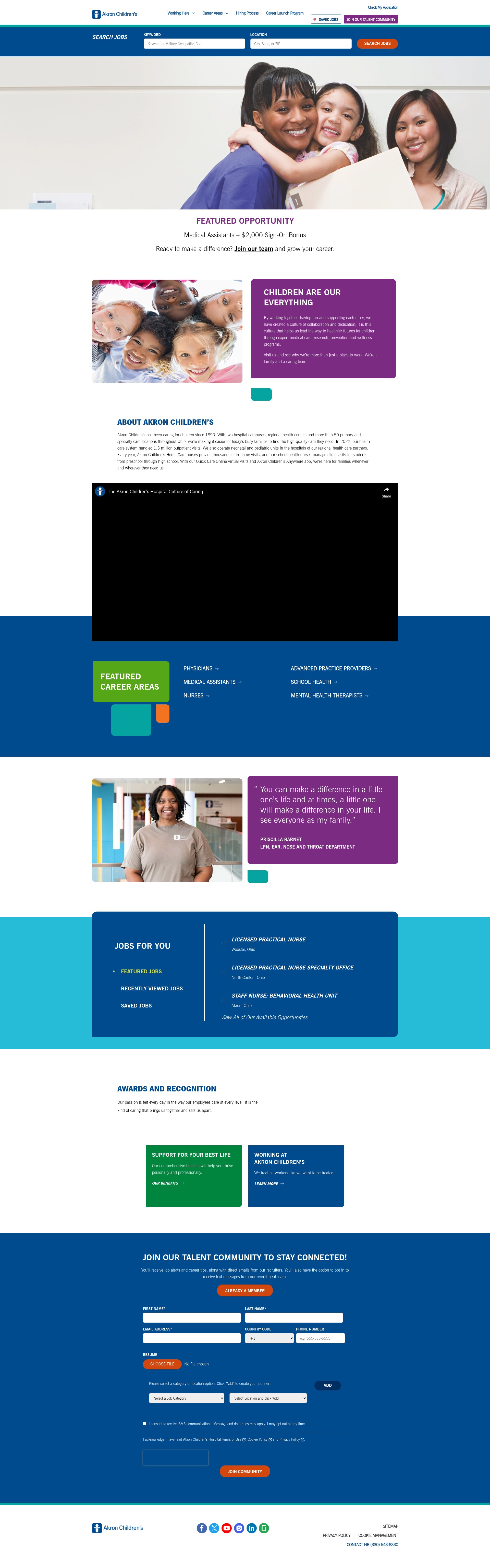 Screenshot of akronchildrens-jobs.com