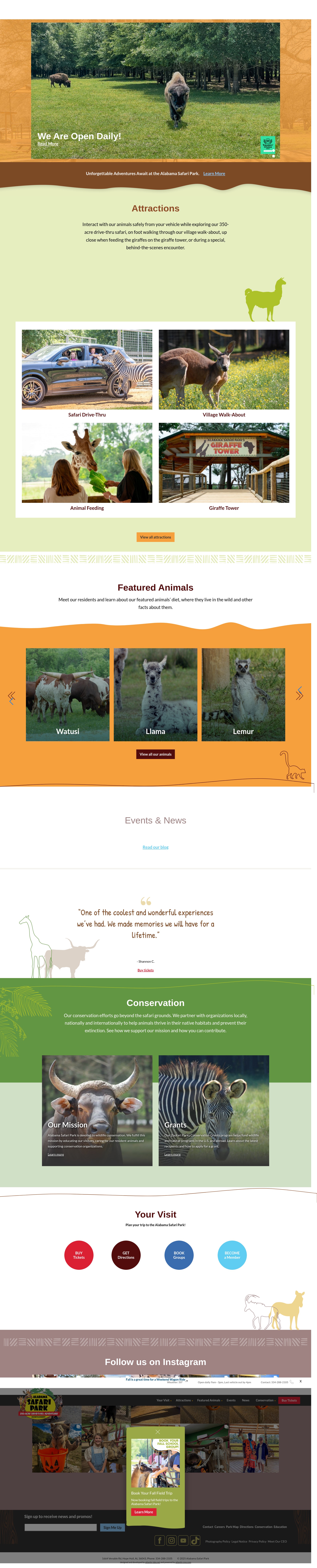 Screenshot of alabamasafaripark.com