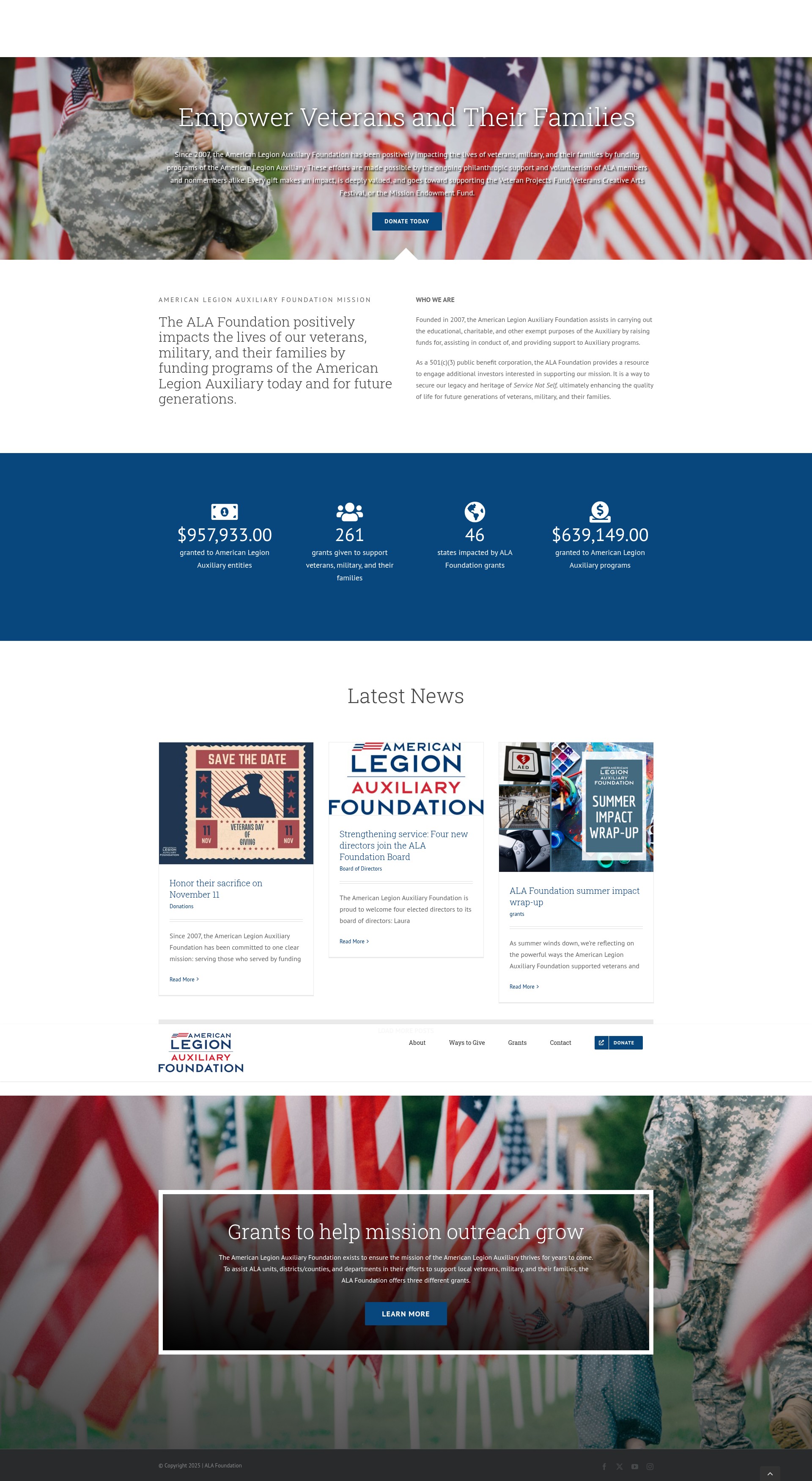 Screenshot of alafoundation.org