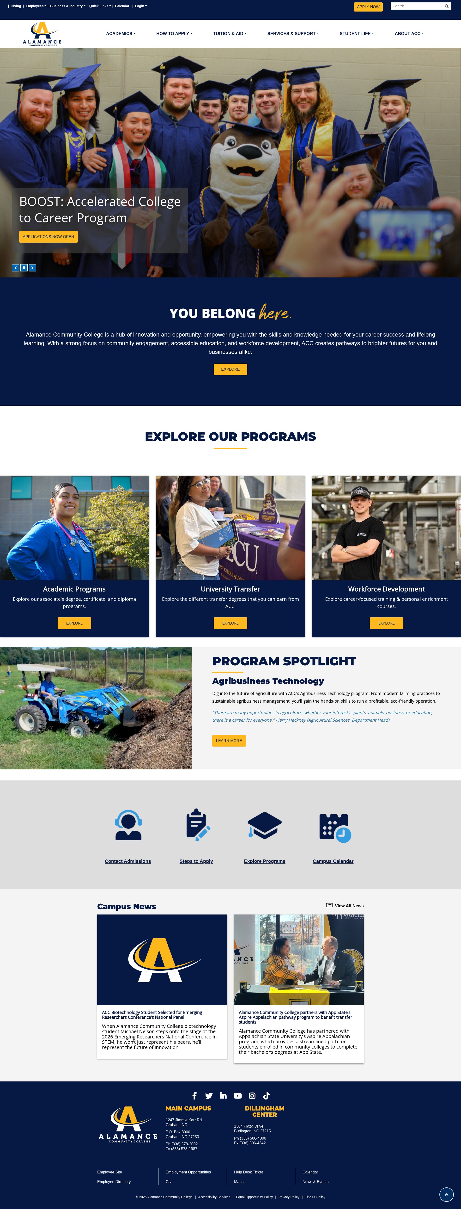 Screenshot of alamancecc.edu