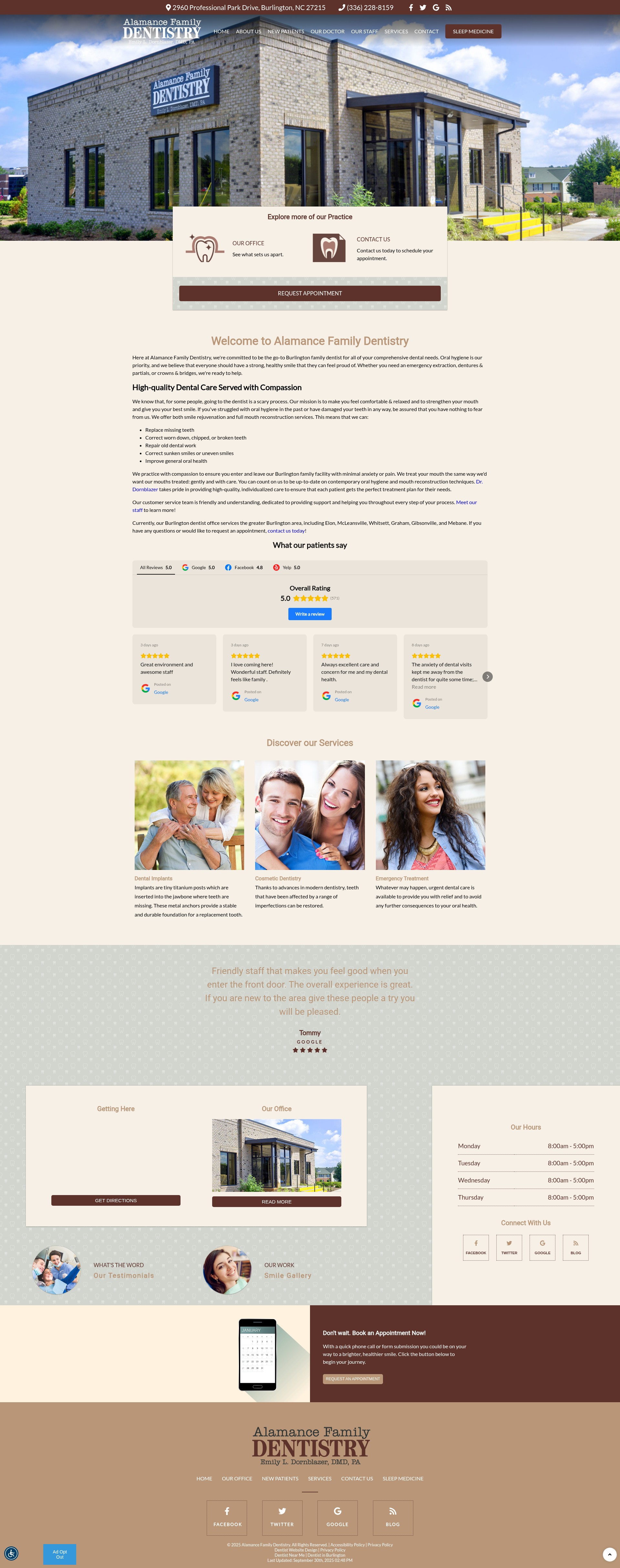 Screenshot of alamancefamilydentistry.com