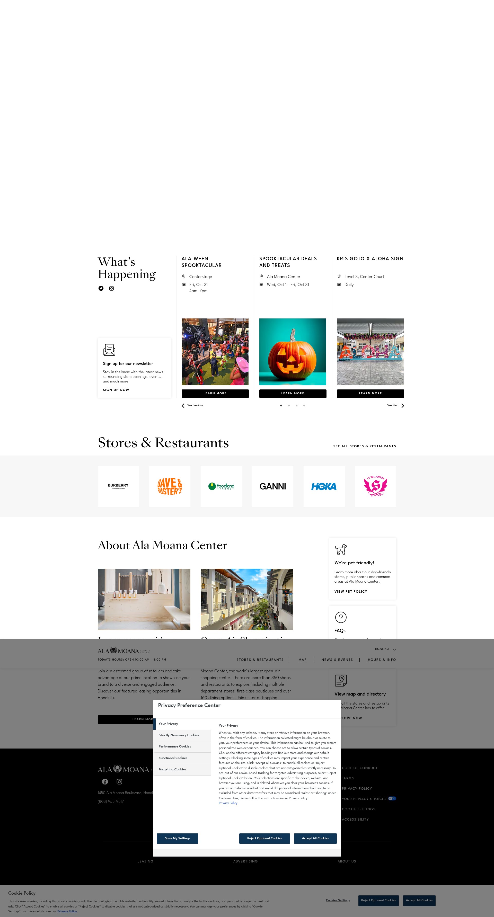 Screenshot of alamoanacenter.com