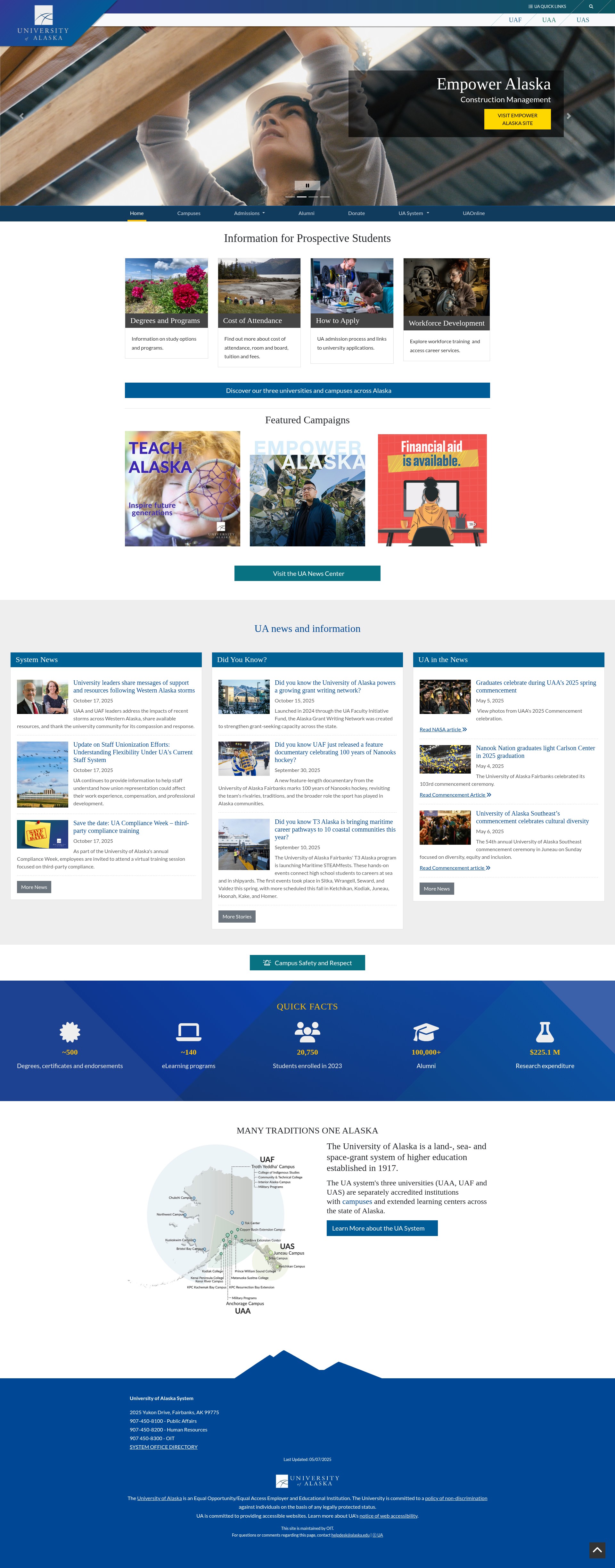 Screenshot of alaska.edu