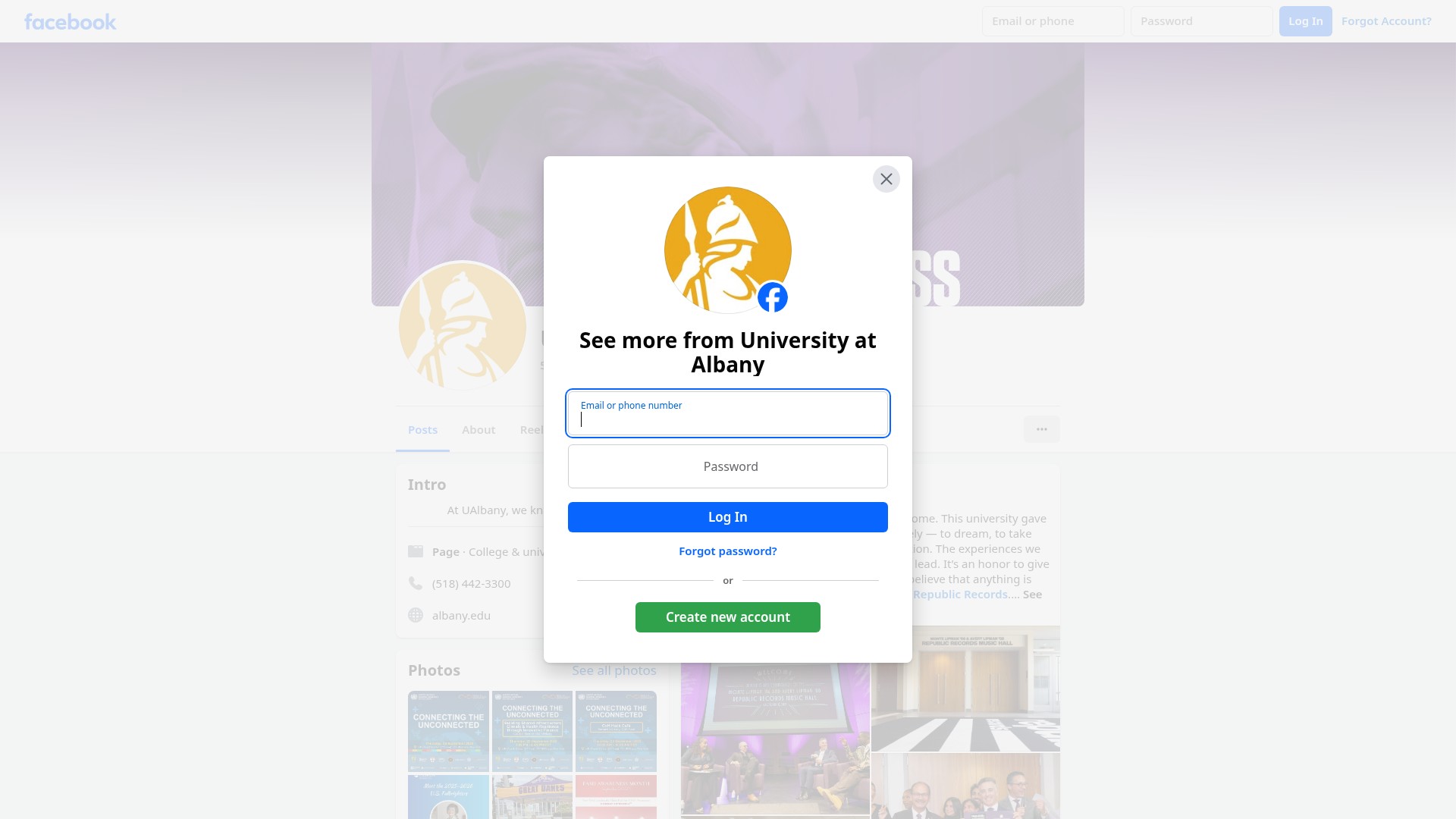 Screenshot of albany.edu