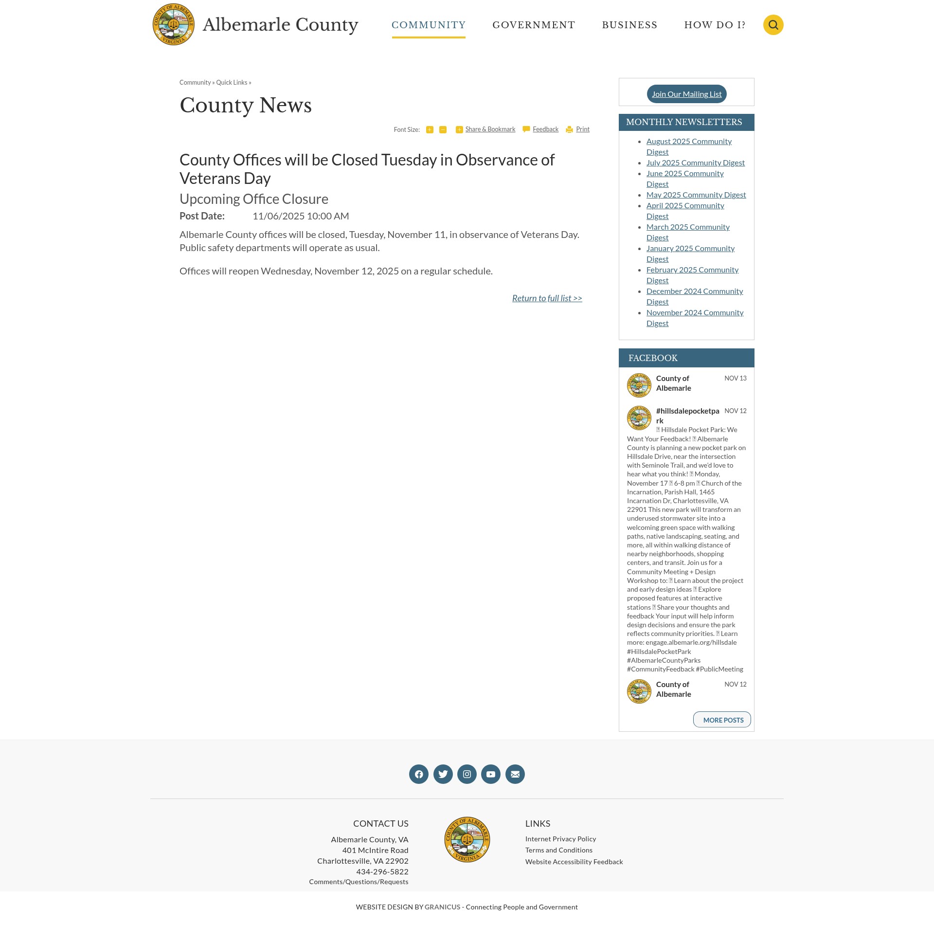 Screenshot of albemarle.org