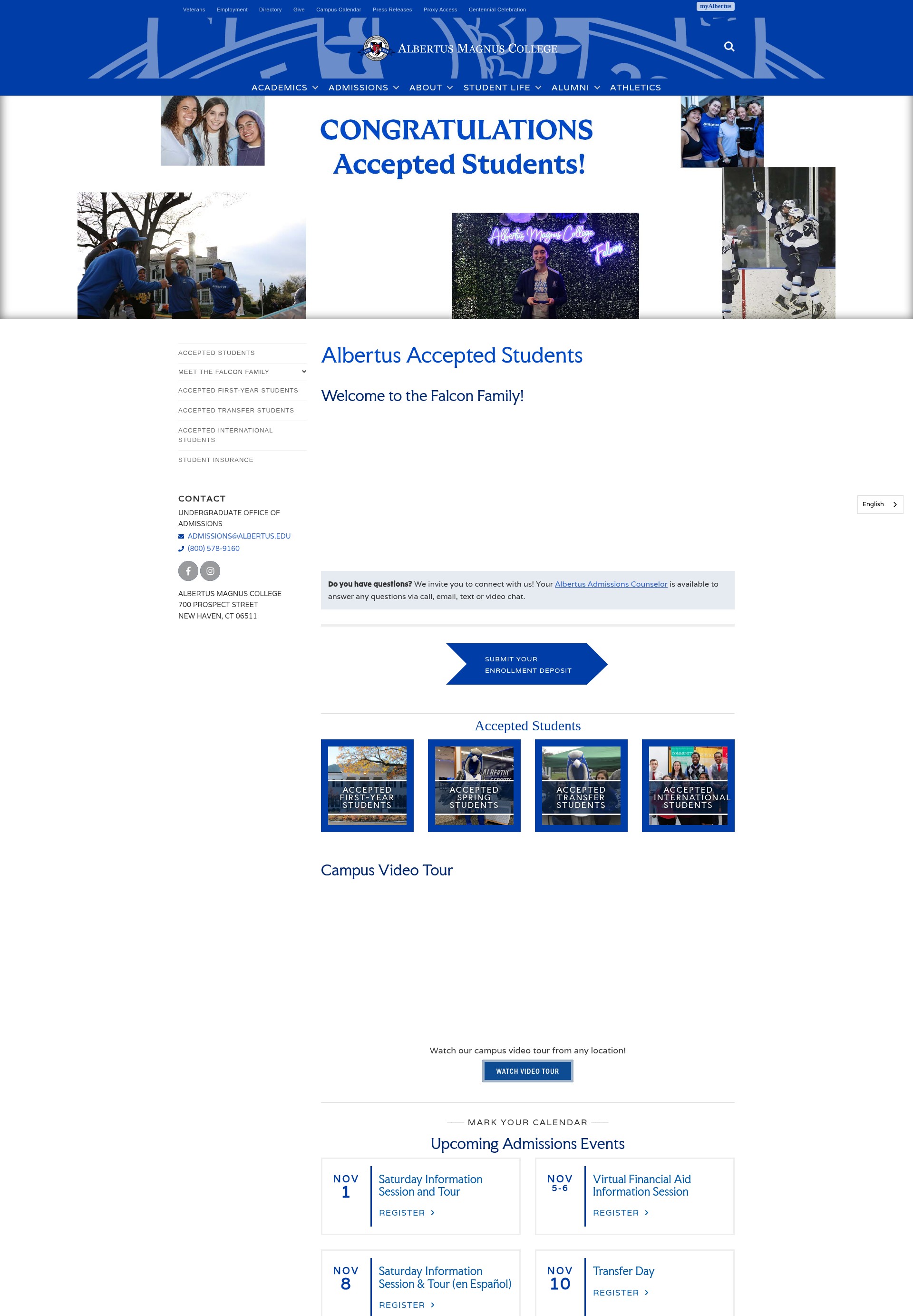 Screenshot of albertus.edu