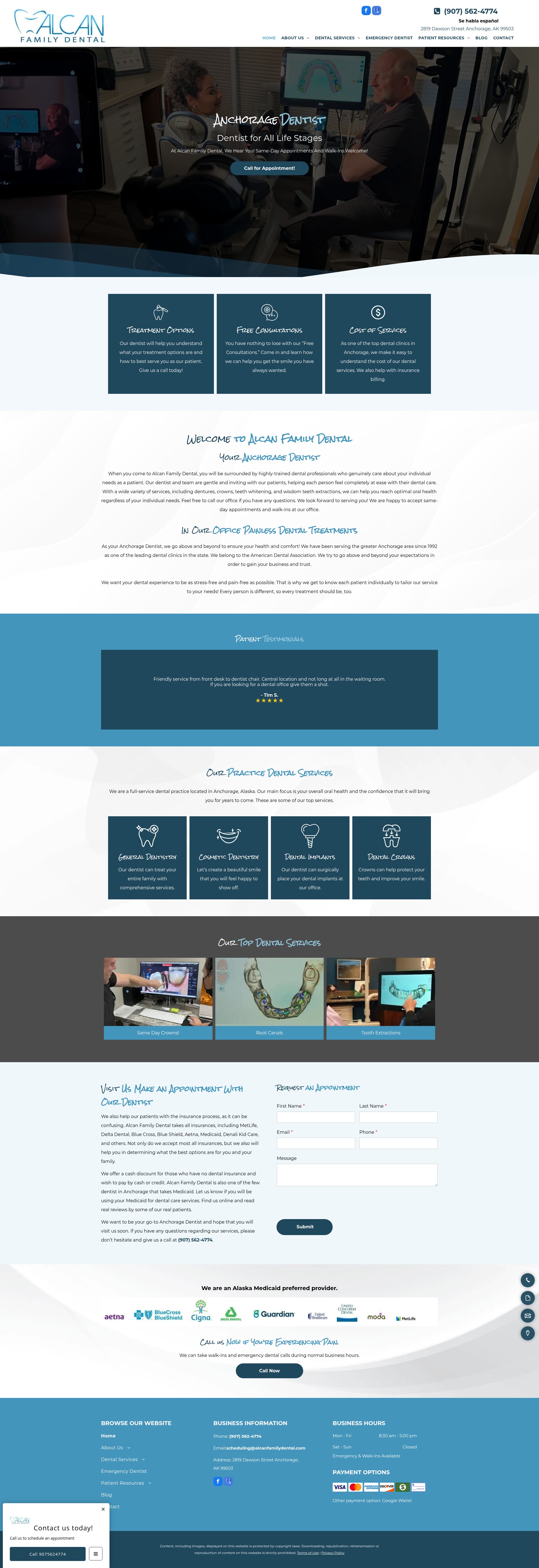 Screenshot of alcanfamilydental.com