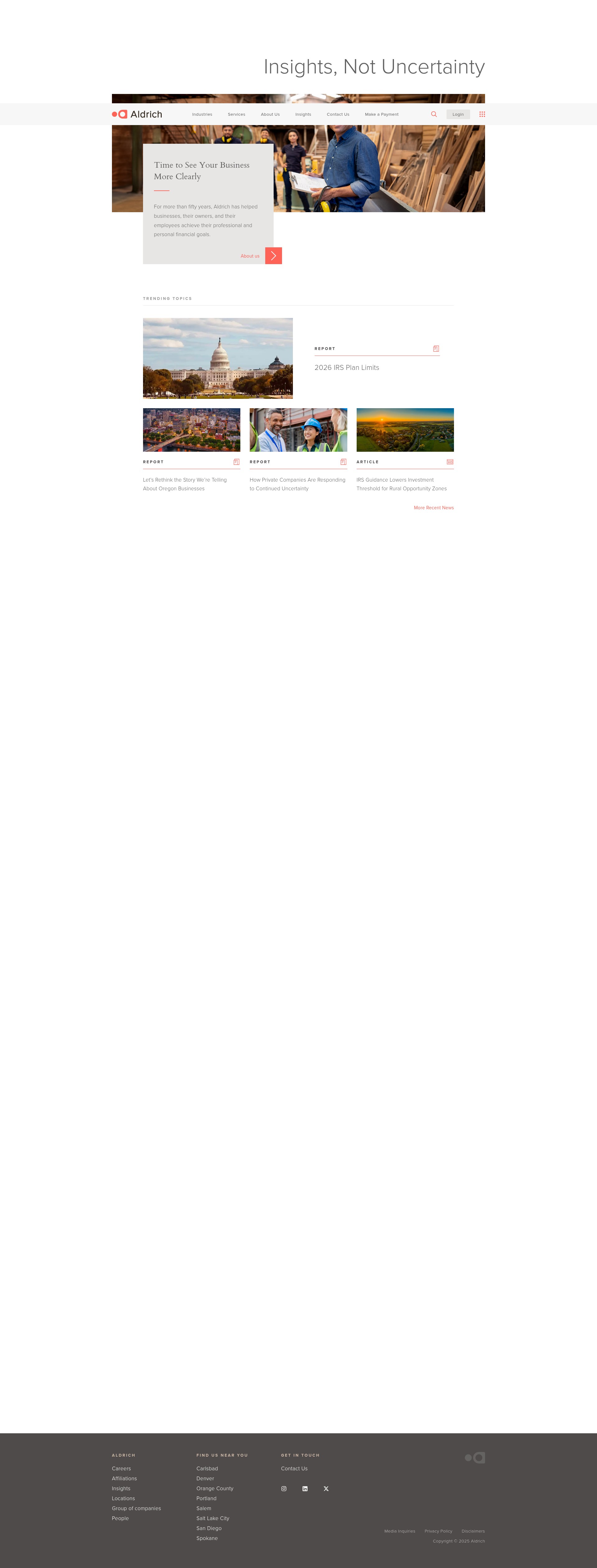 Screenshot of aldrichadvisors.com