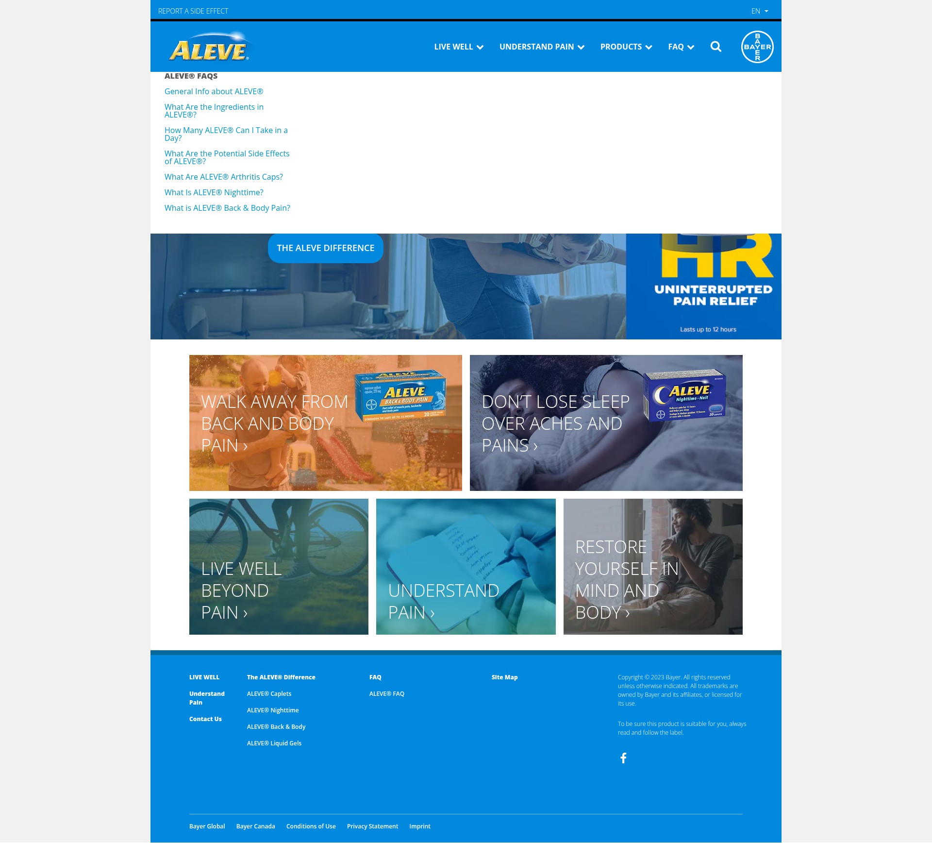 Screenshot of aleve.ca