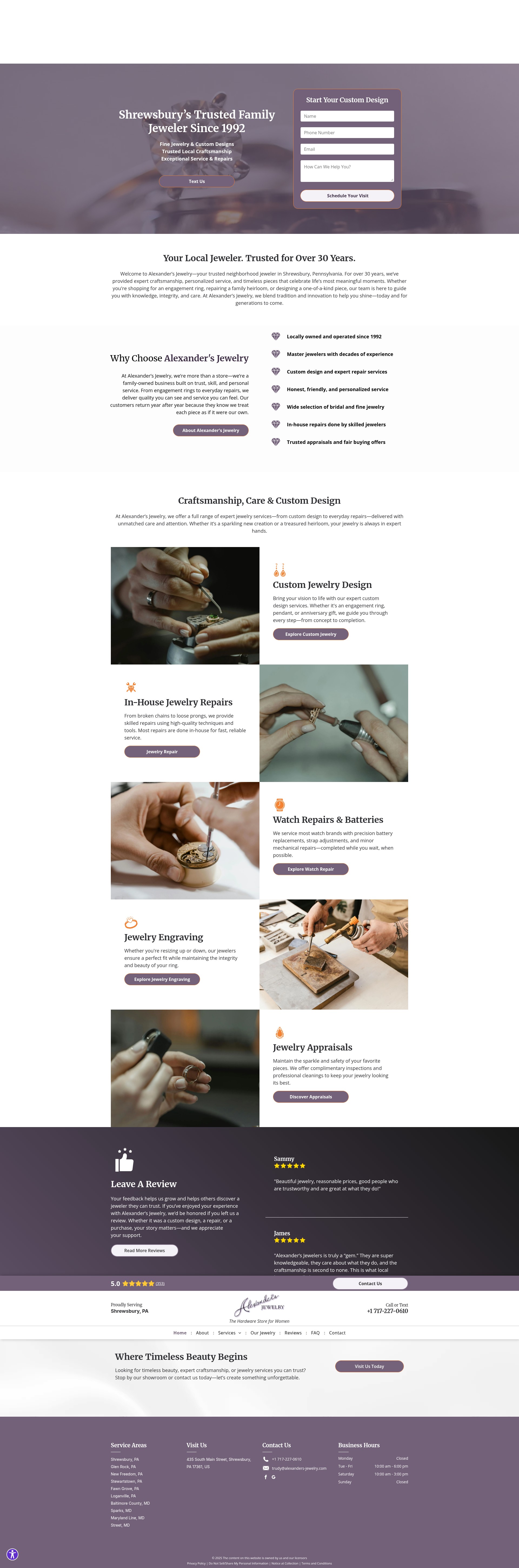 Screenshot of alexanders-jewelry.com