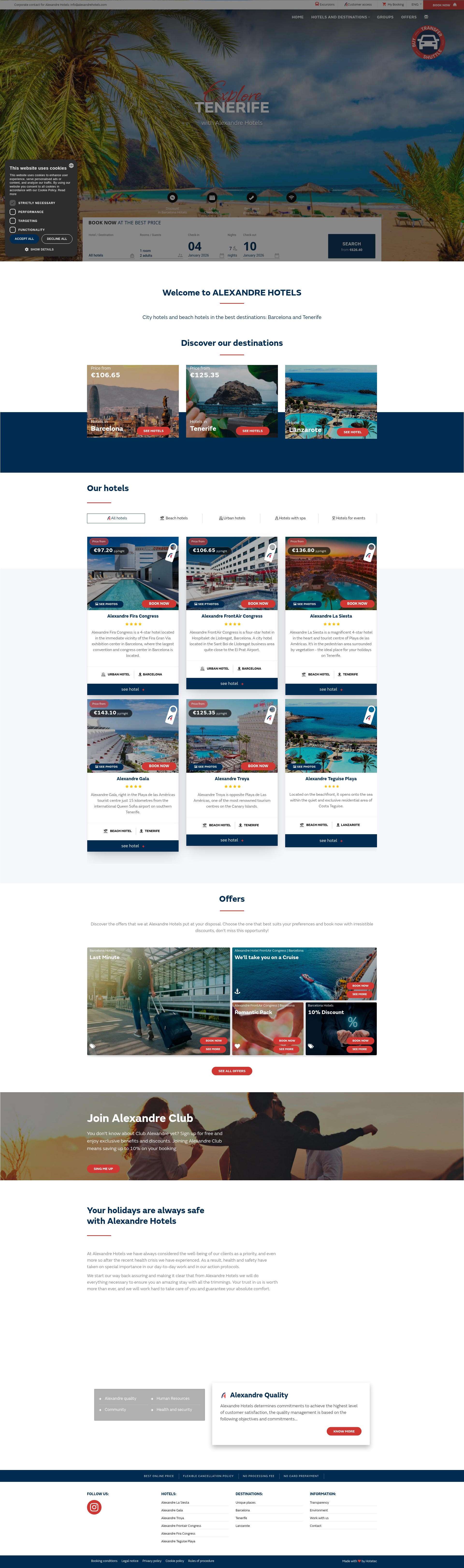 Screenshot of alexandrehotels.com