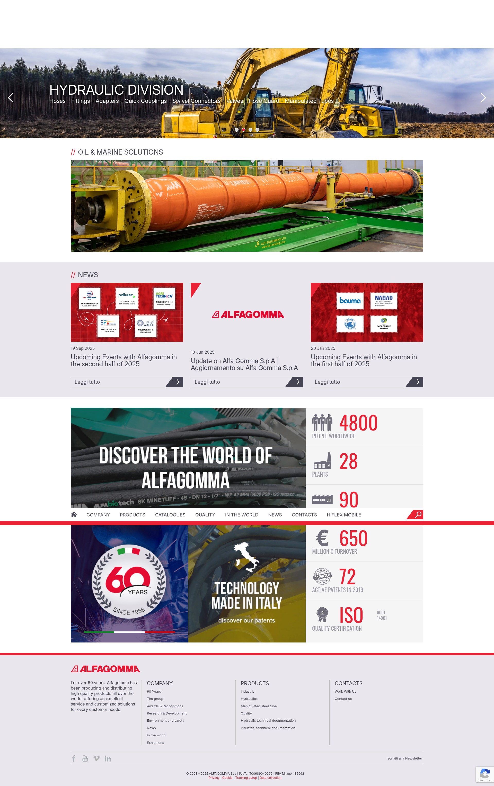 Screenshot of alfagomma.com